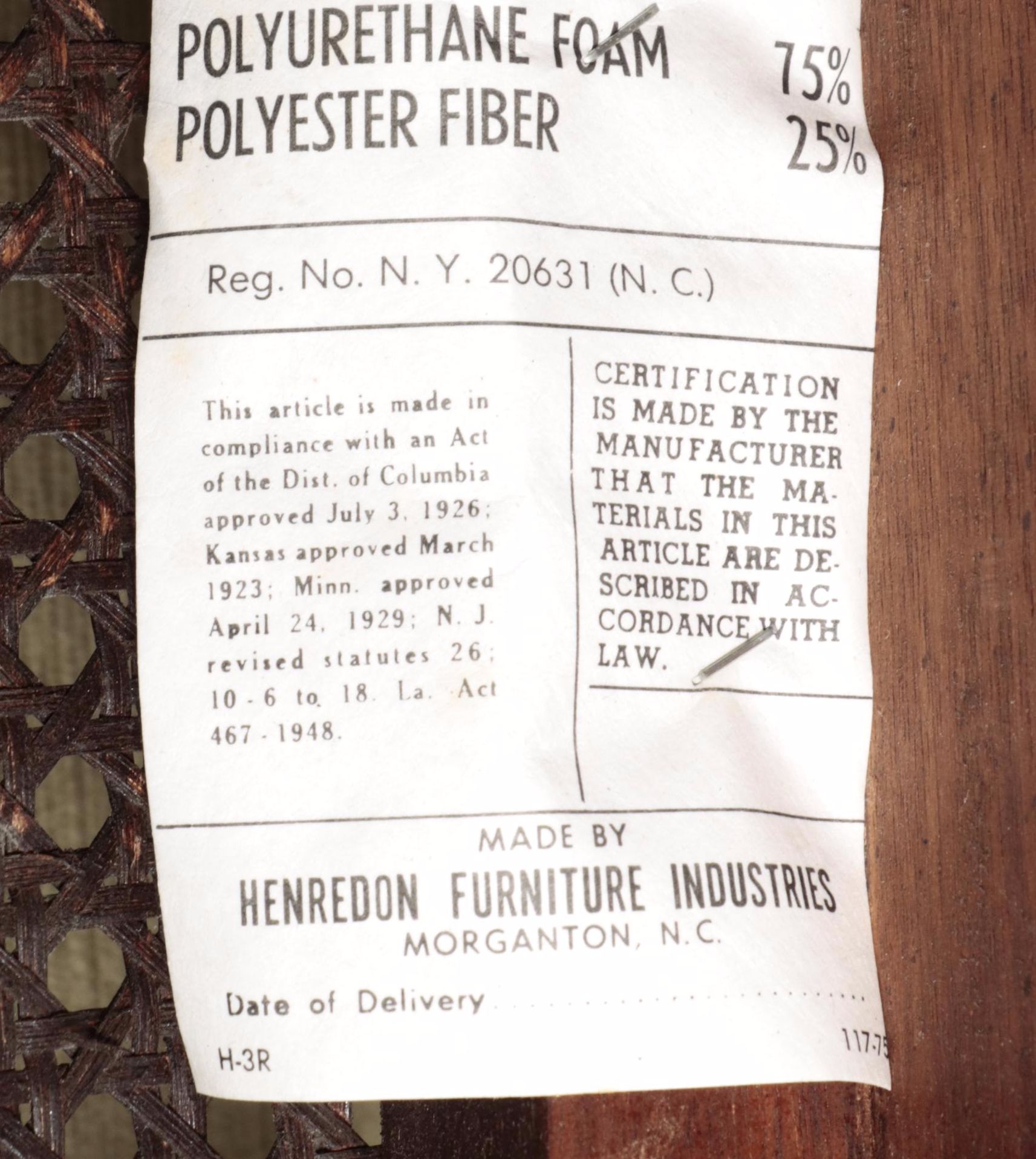 Six Henredon Chinese Style Hardwood and Caned Dining Side Chairs