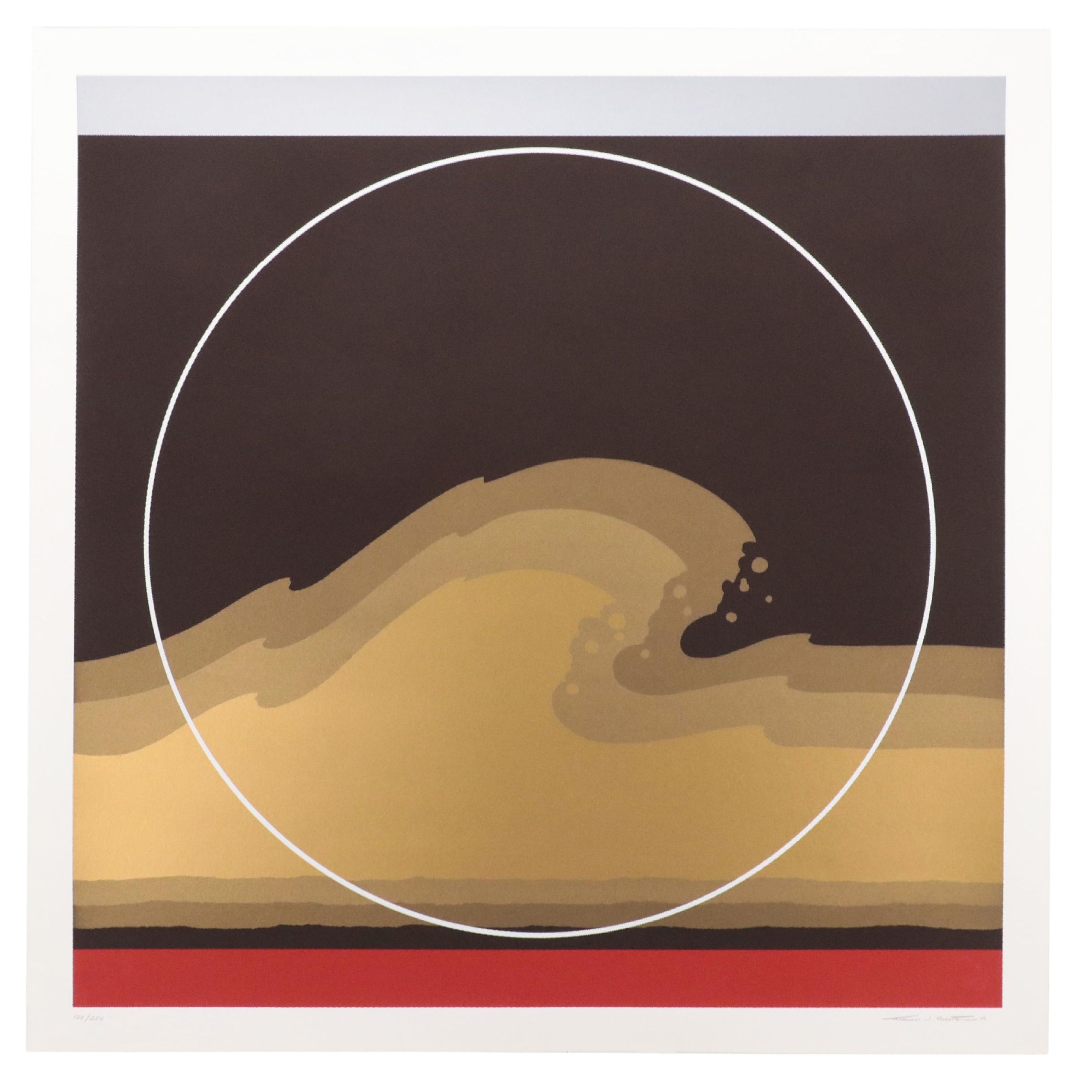 Thomas W. Benton Abstract Serigraph "Golden Waves," 1979