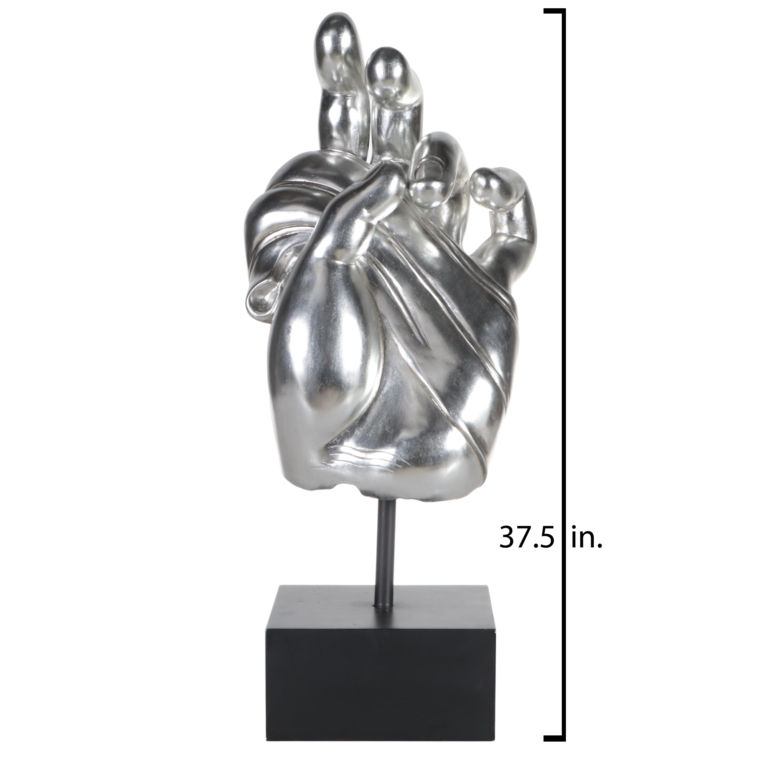 Metal Hand Sculpture on Painted Black Stand, 21st Century
