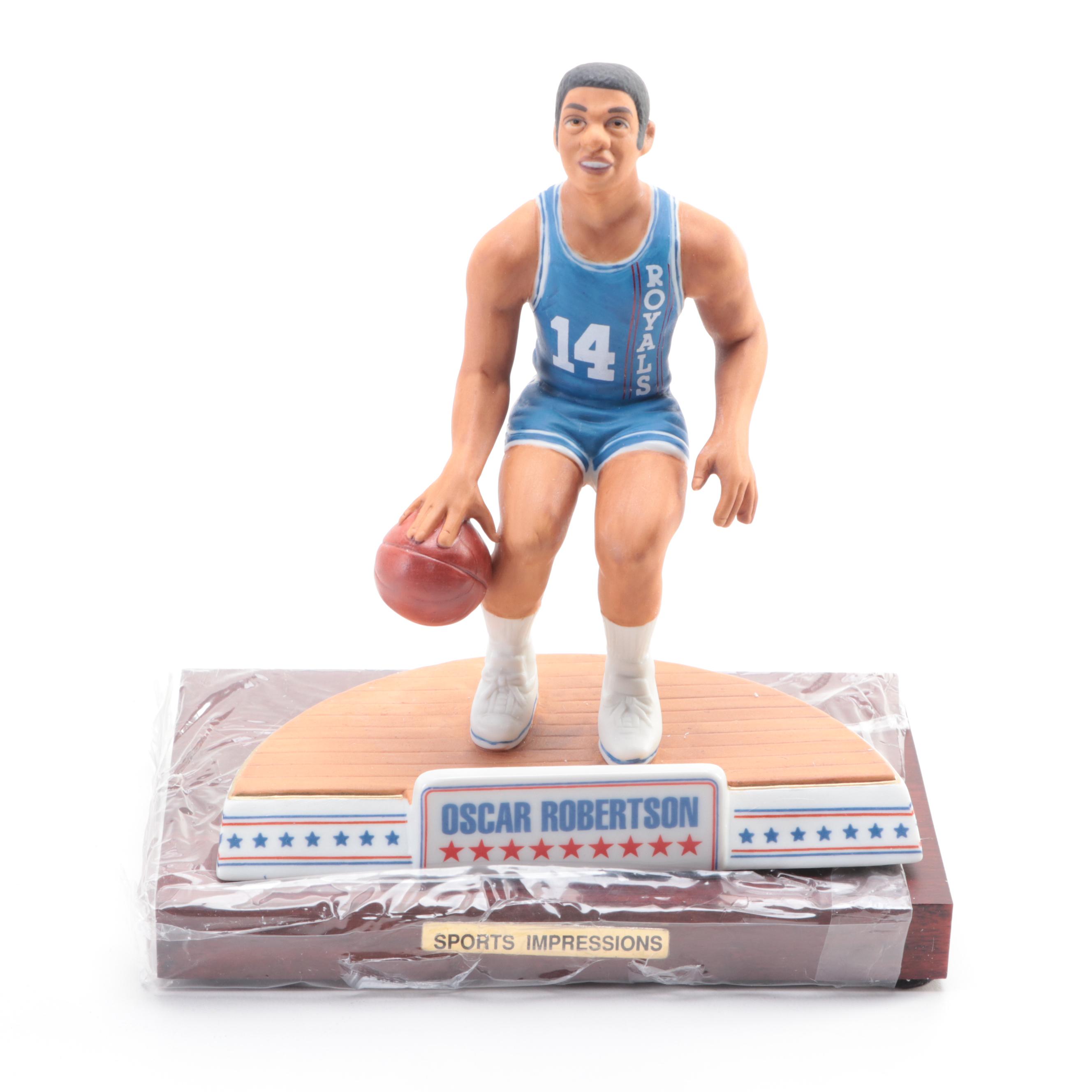 Oscar Robertson Signed Cincinnati Royals Jersey with Sports Impressions Figurine