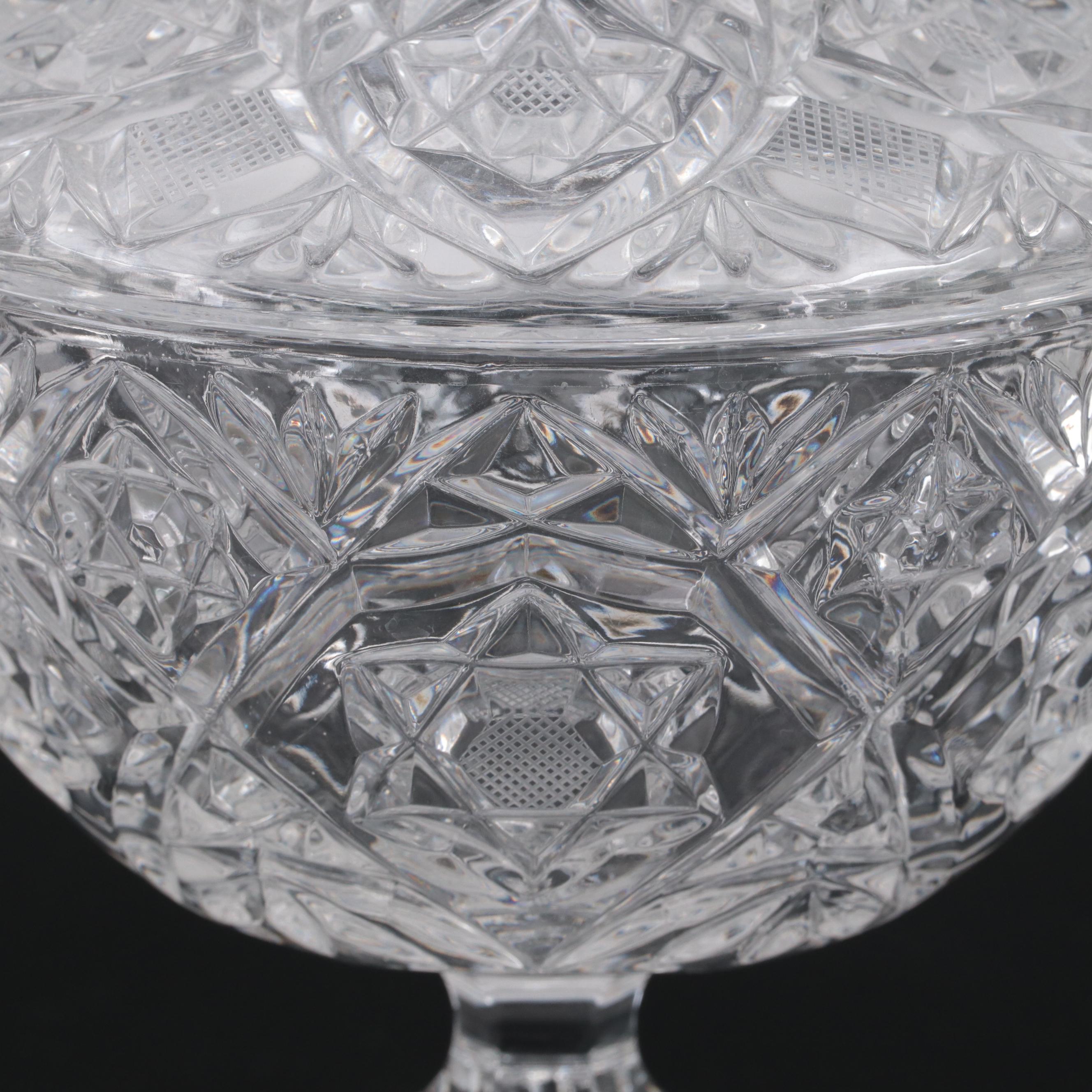 Pressed Glass Candy Dish, Vase, and Tray