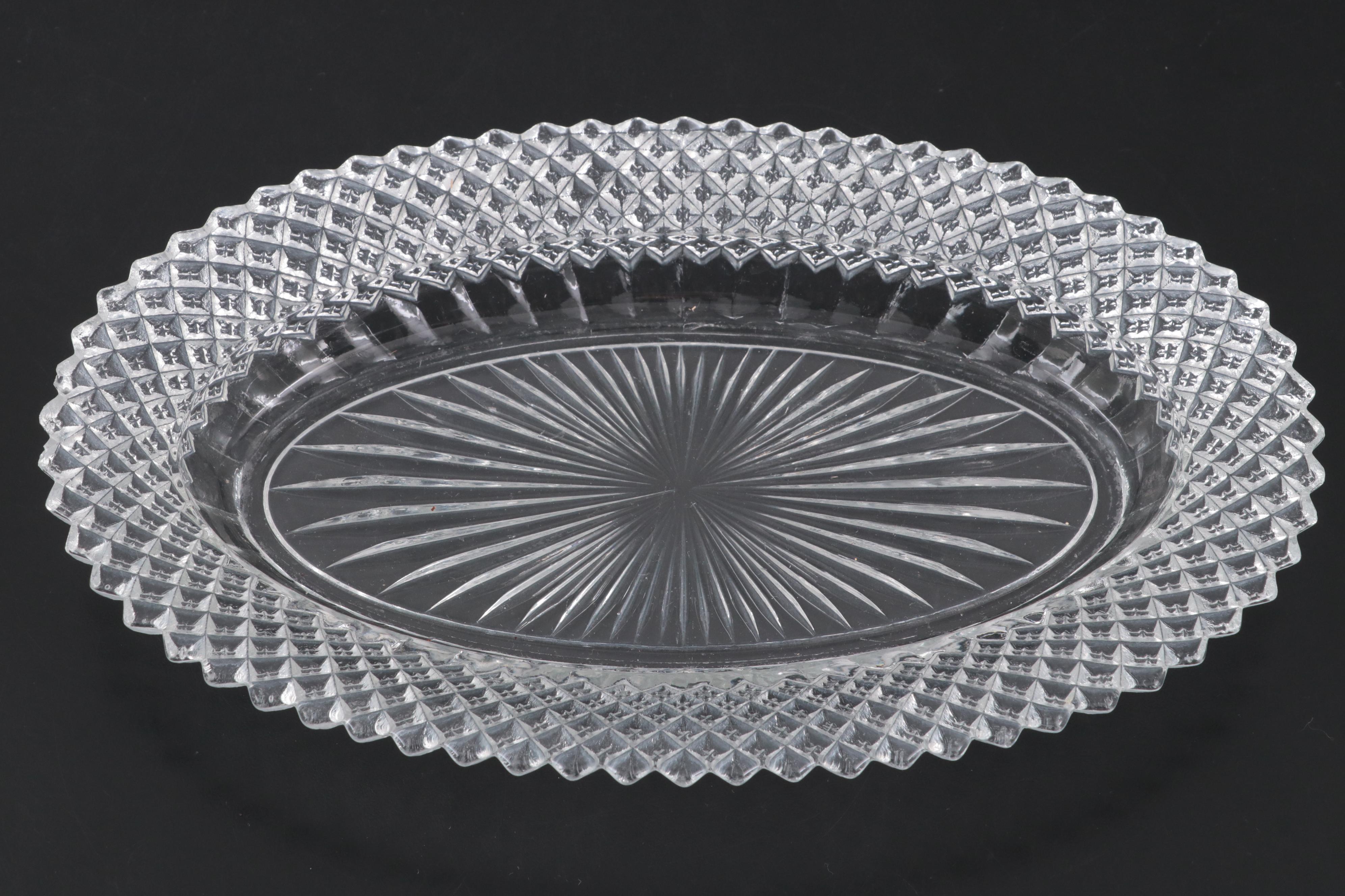 Pressed Glass Candy Dish, Vase, and Tray
