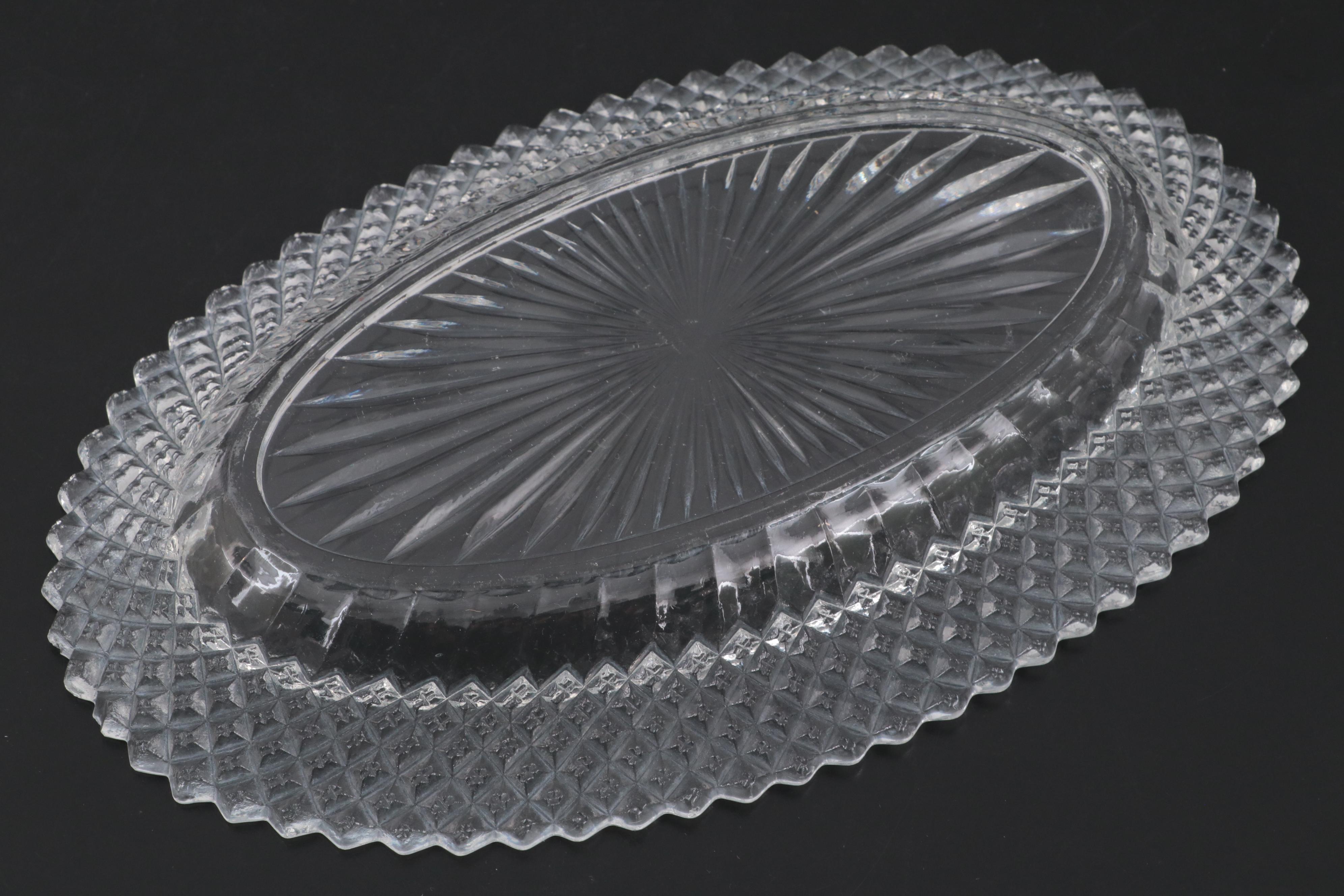 Pressed Glass Candy Dish, Vase, and Tray