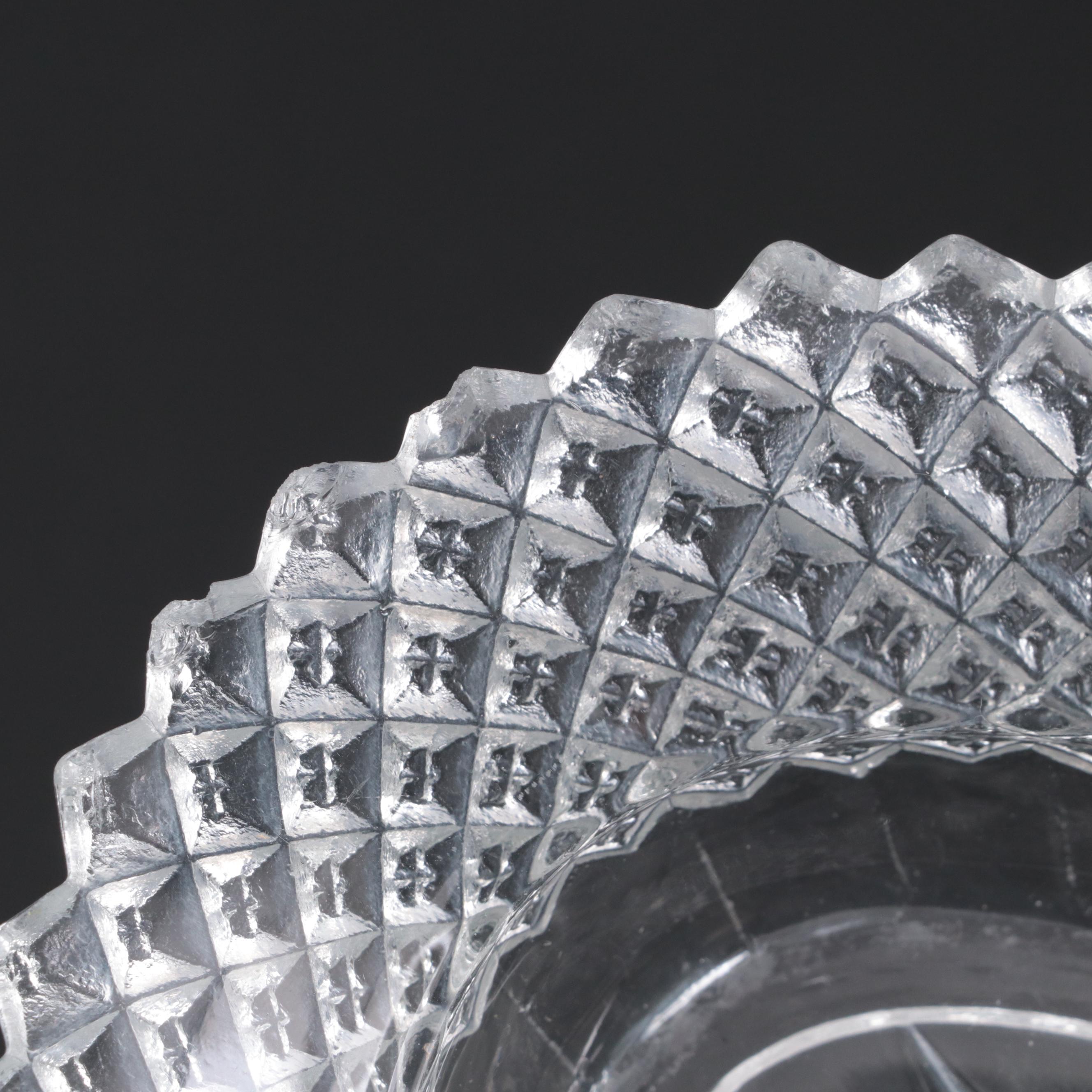 Pressed Glass Candy Dish, Vase, and Tray