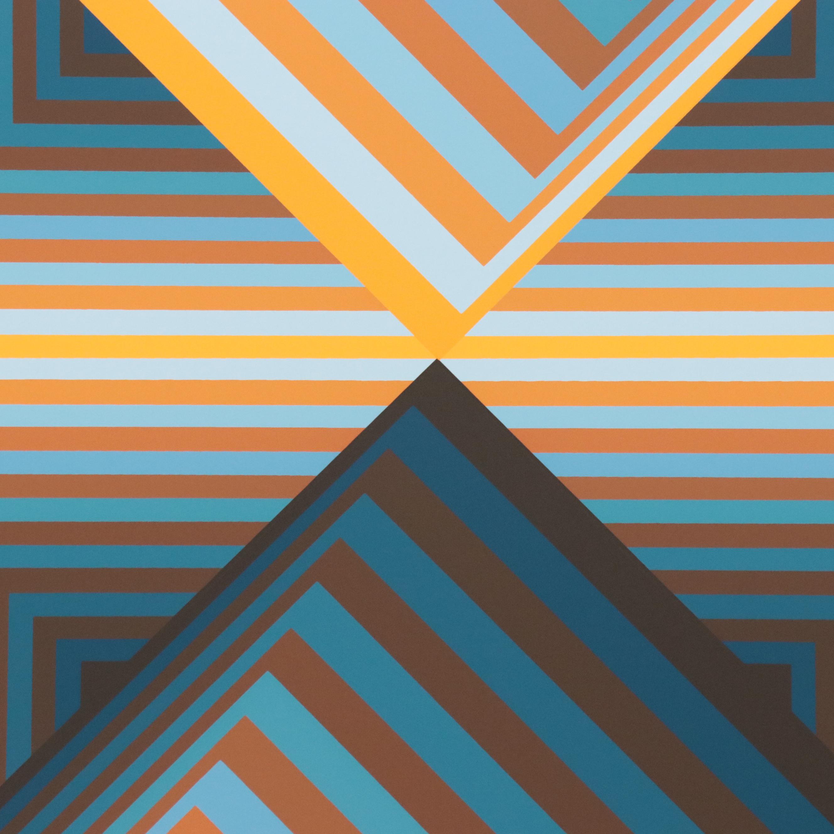 Jurgen Peters Op Art Serigraph "Pyramidal Contrast," 1981