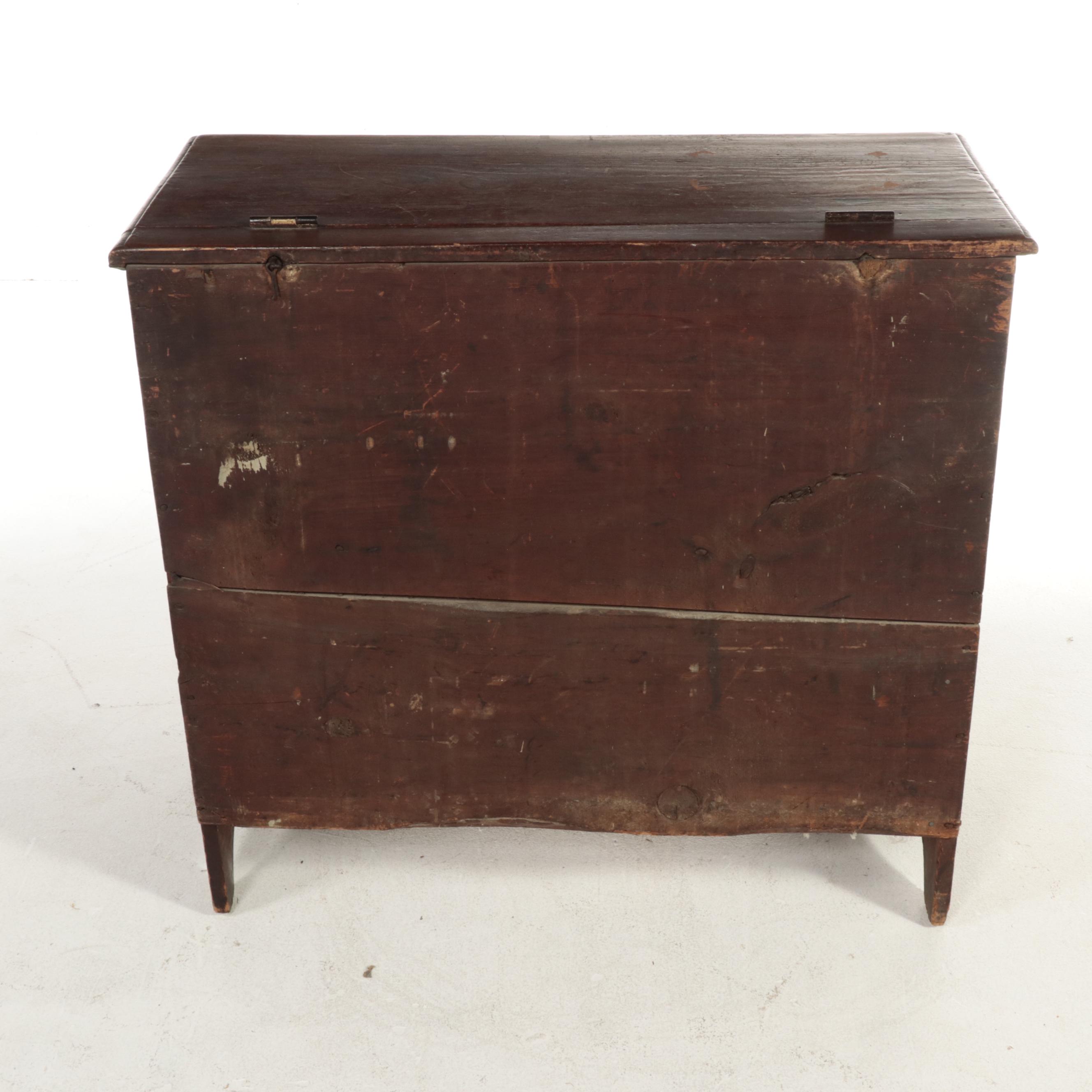 American Primitive Pine Blanket Chest with Two Drawers, Mid-19th Century