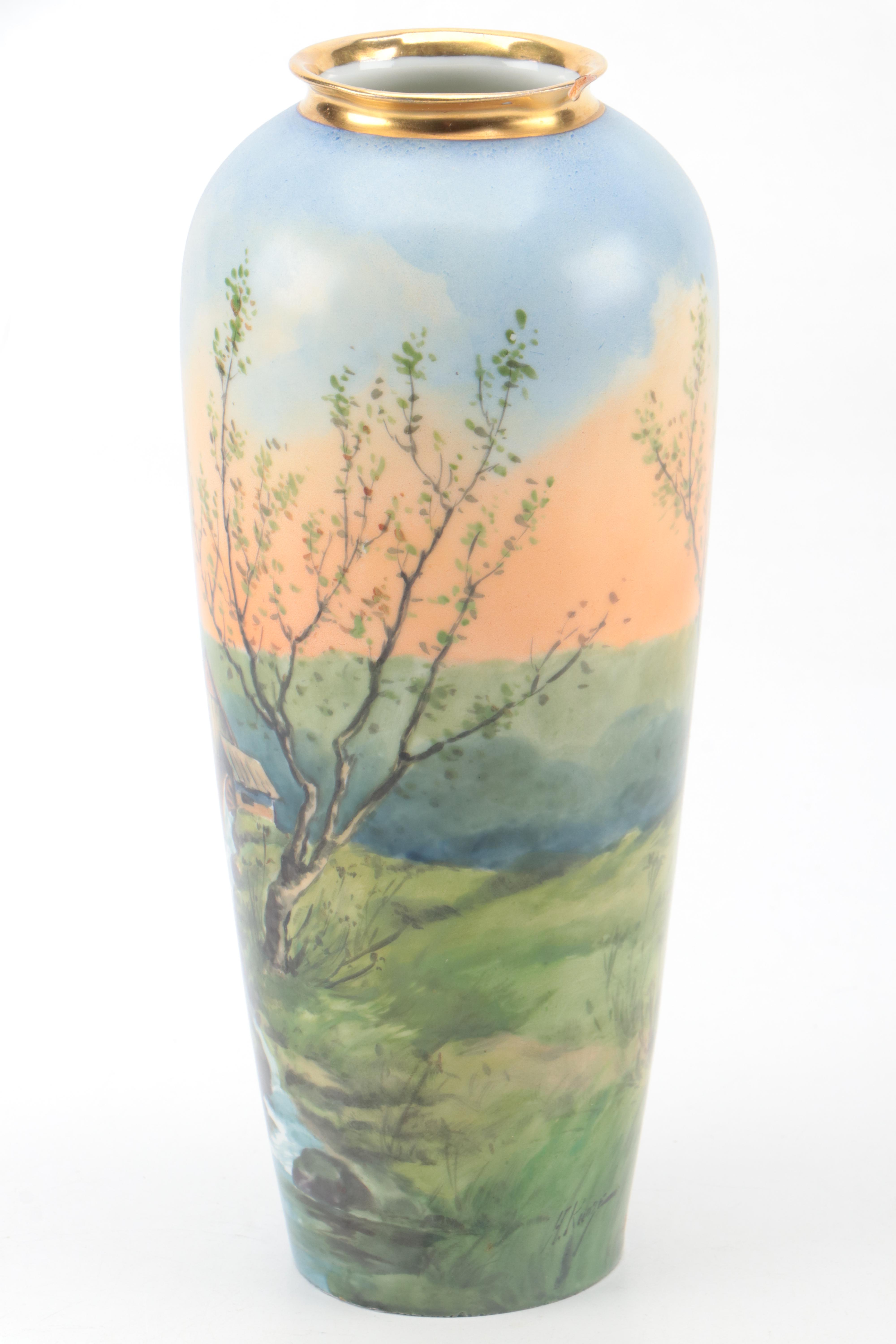 Julius H. Brauer Studio Hand-Painted Porcelain Vase
