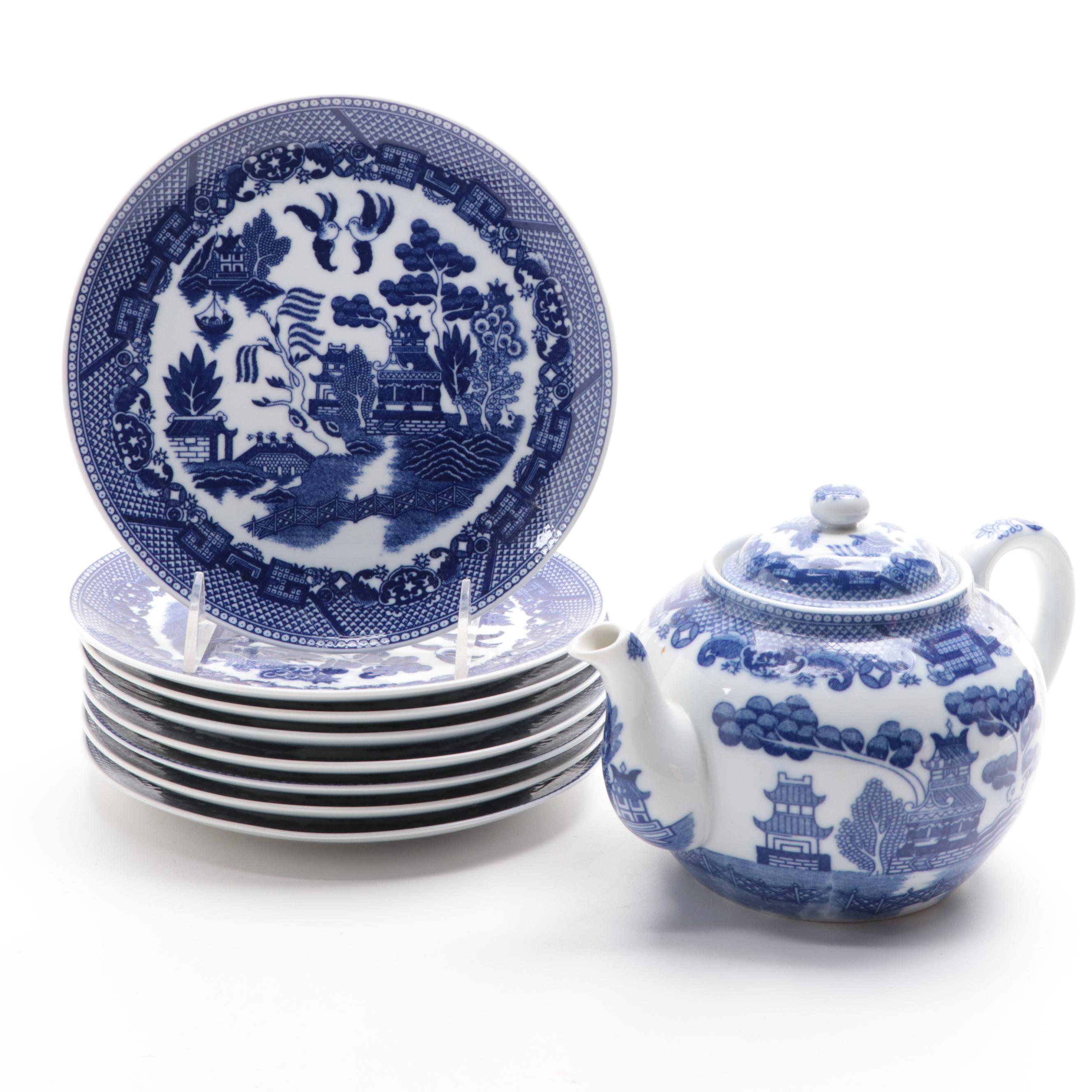 HIC and Other Blue Willow Tea Set and Tableware