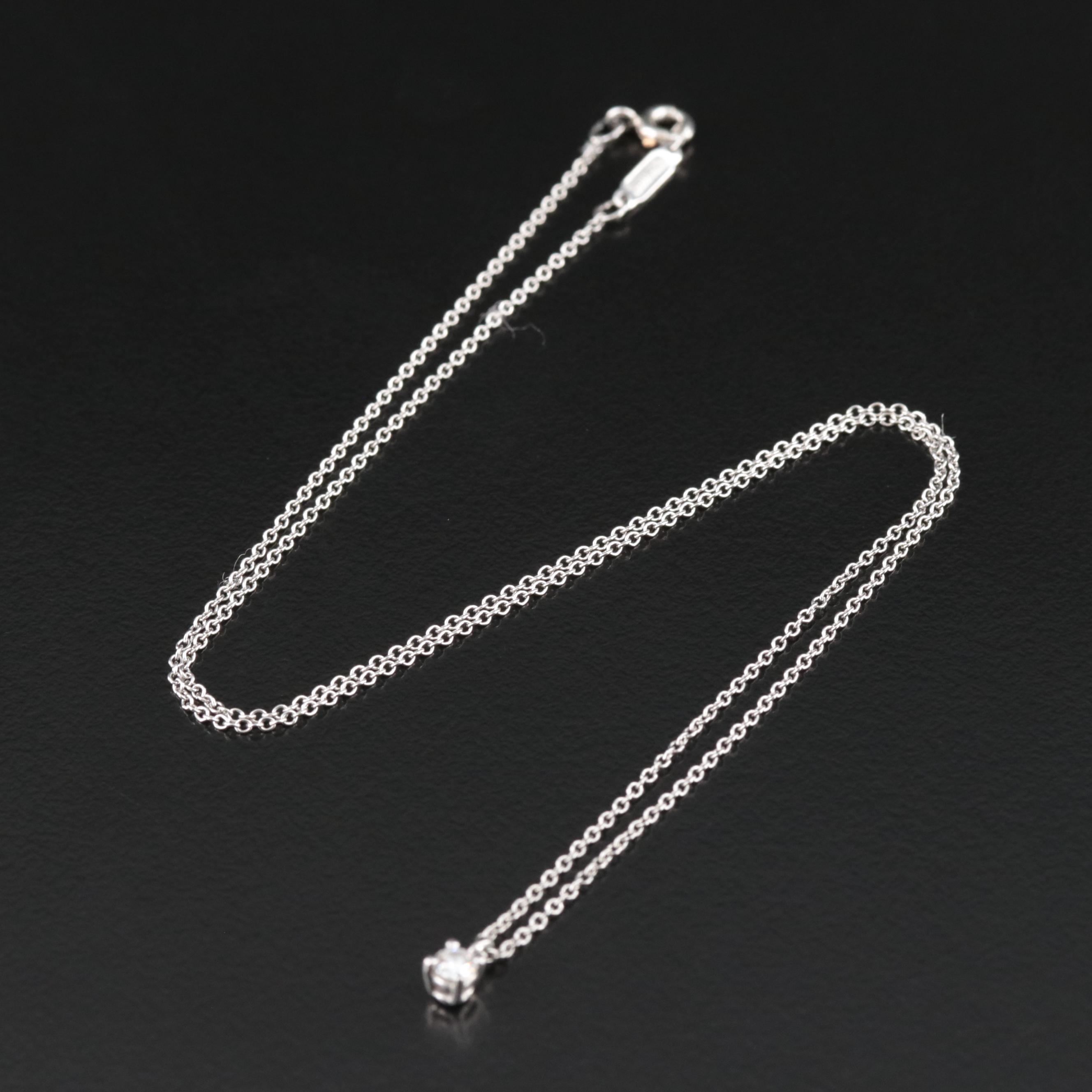 Tiffany & Co. Platinum Diamond Solitaire Necklace