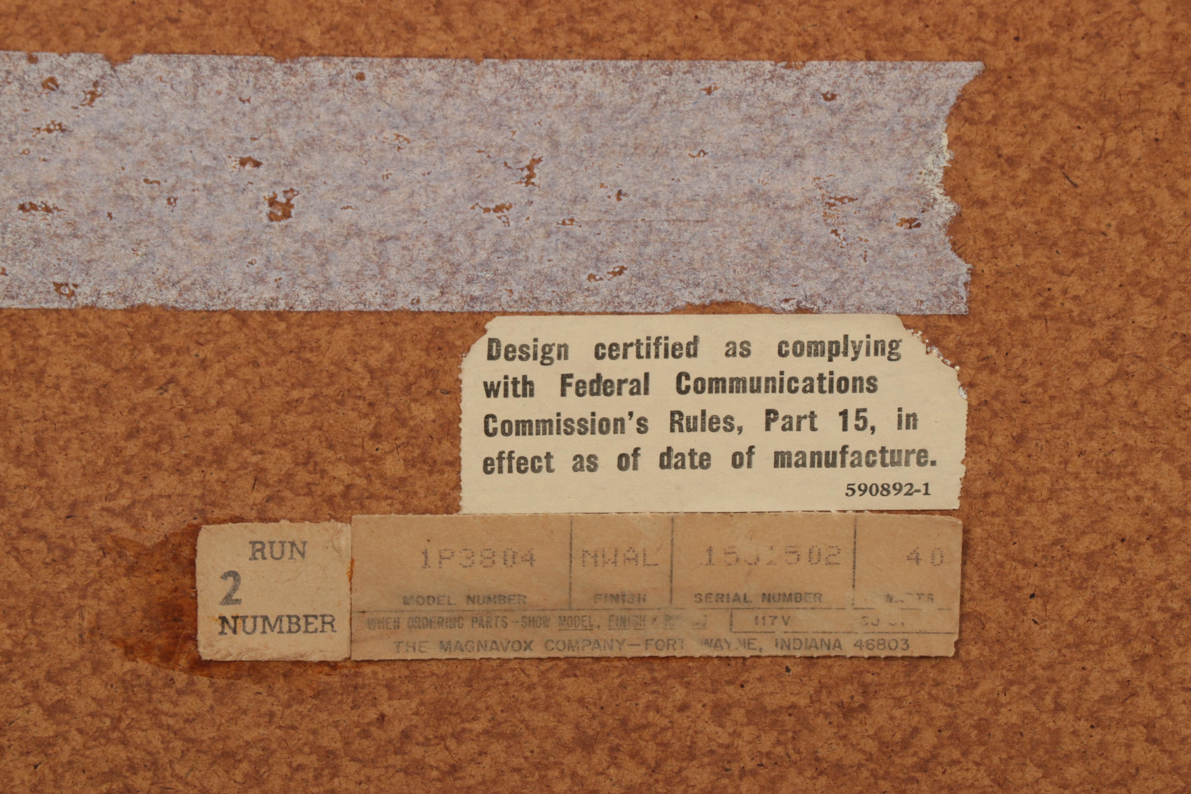 MCM Magnavox Walnut Console Cabinet With Radio, Turntable, Vinyl Records