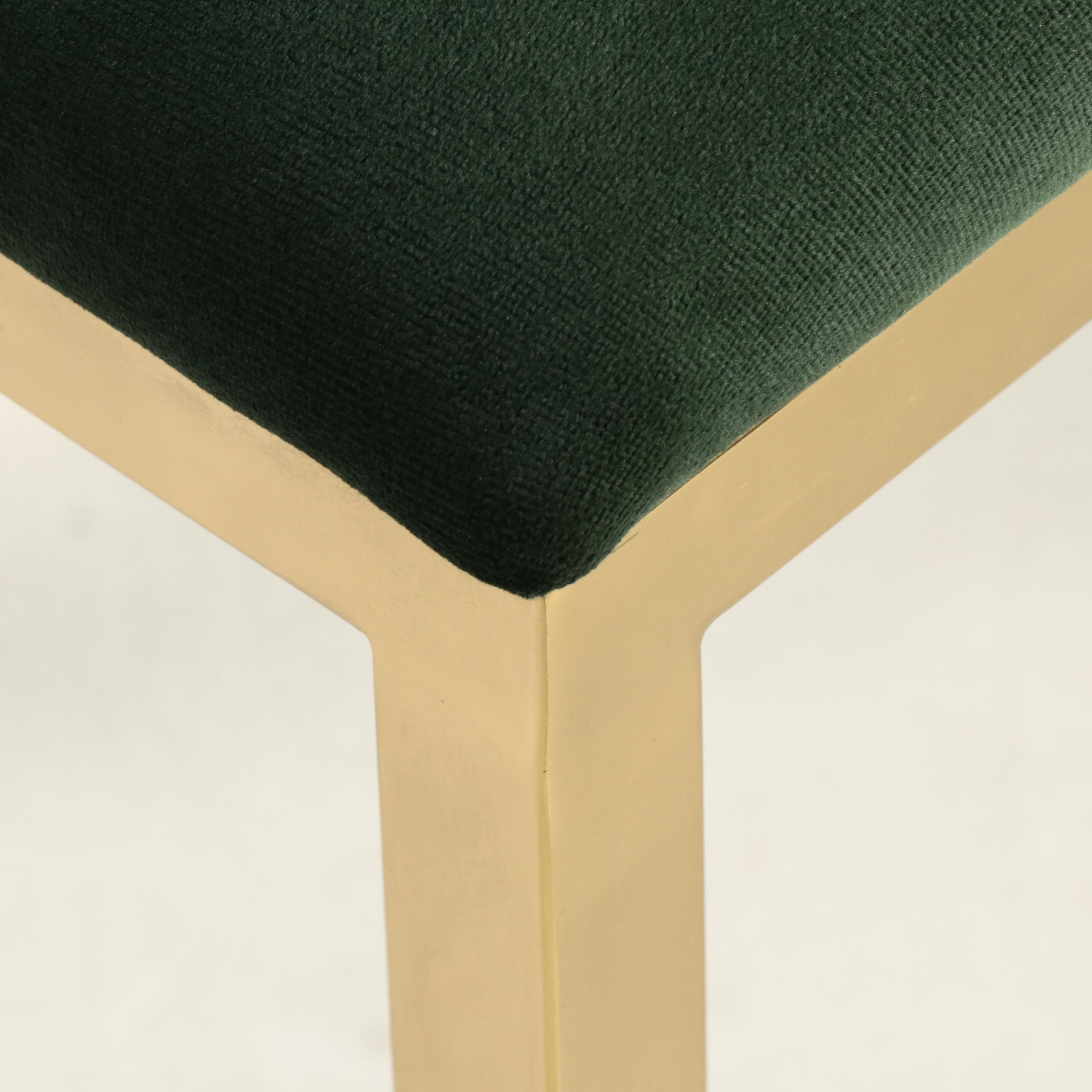 Eight Neuu Design Emporium Modern Brass and Green Velvet-Upholstered Side Chairs