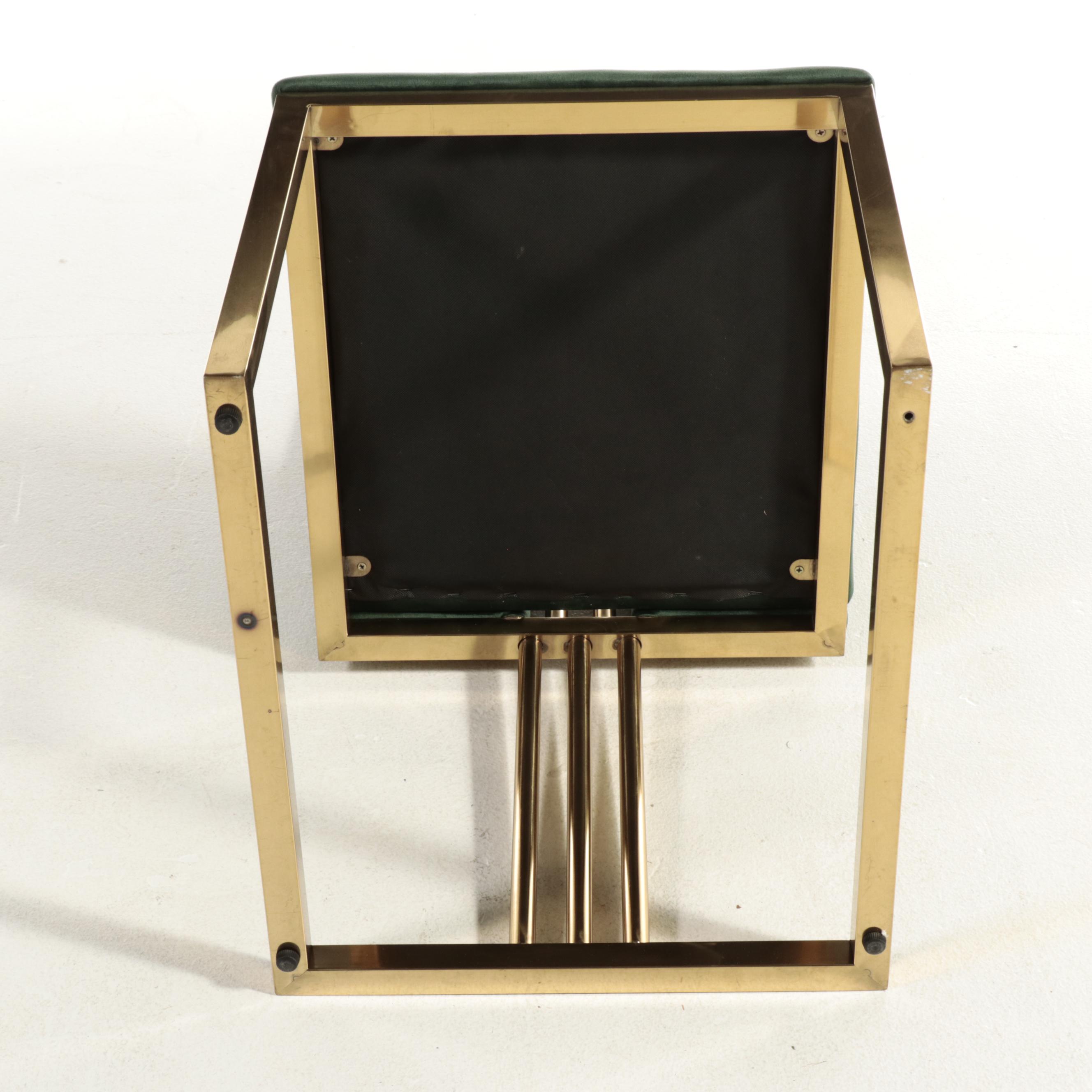 Eight Neuu Design Emporium Modern Brass and Green Velvet-Upholstered Side Chairs
