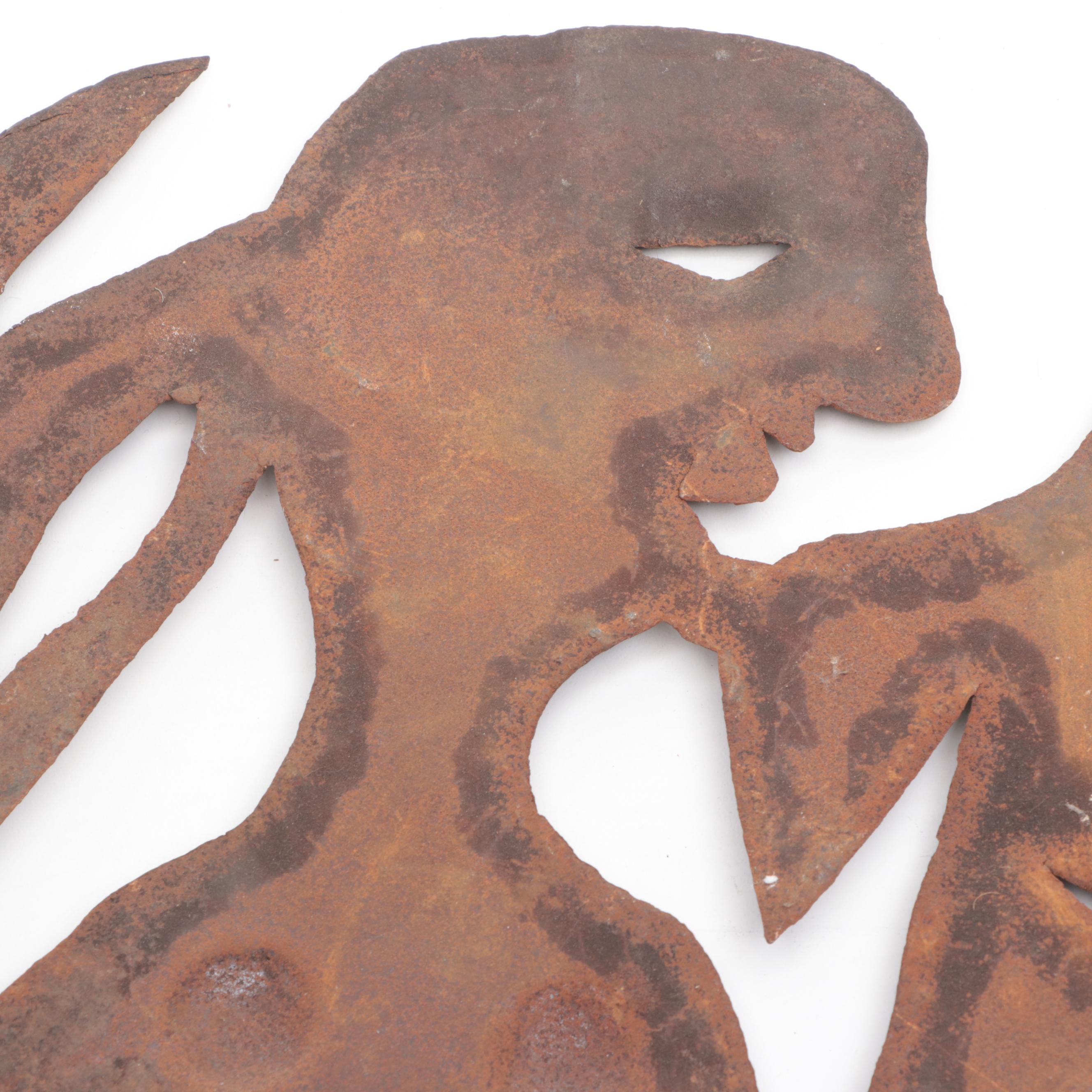 Haitian Cut Metal Wall Sculpture of Mermaid and Fish