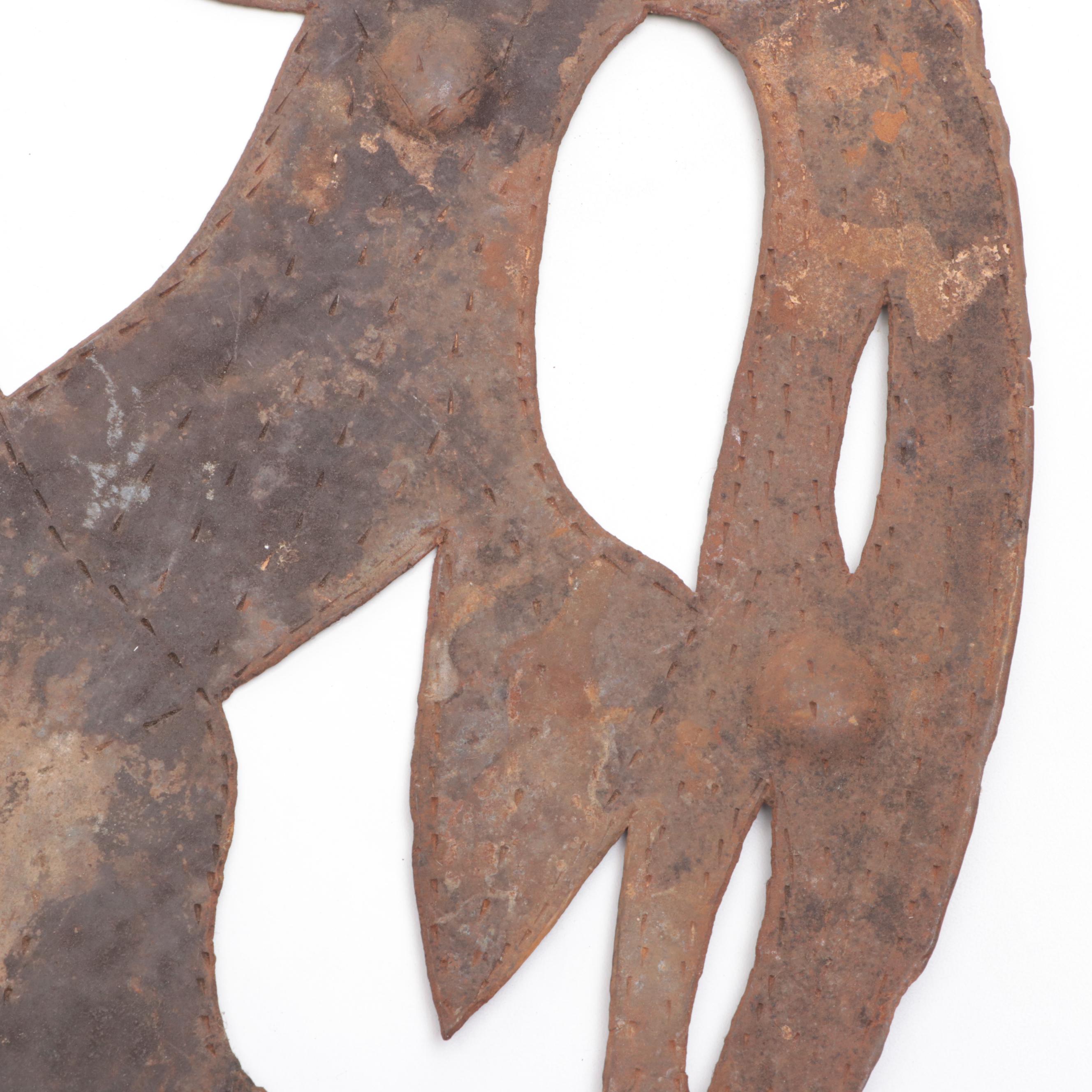 Haitian Cut Metal Wall Sculpture of Mermaid and Fish