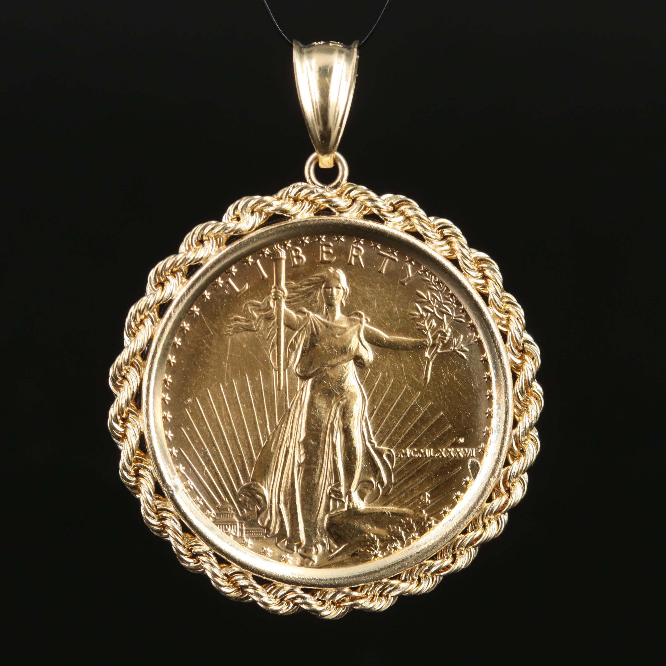 14K Pendant with 1986 1/2-Oz. $25 Gold Eagle Bullion Coin