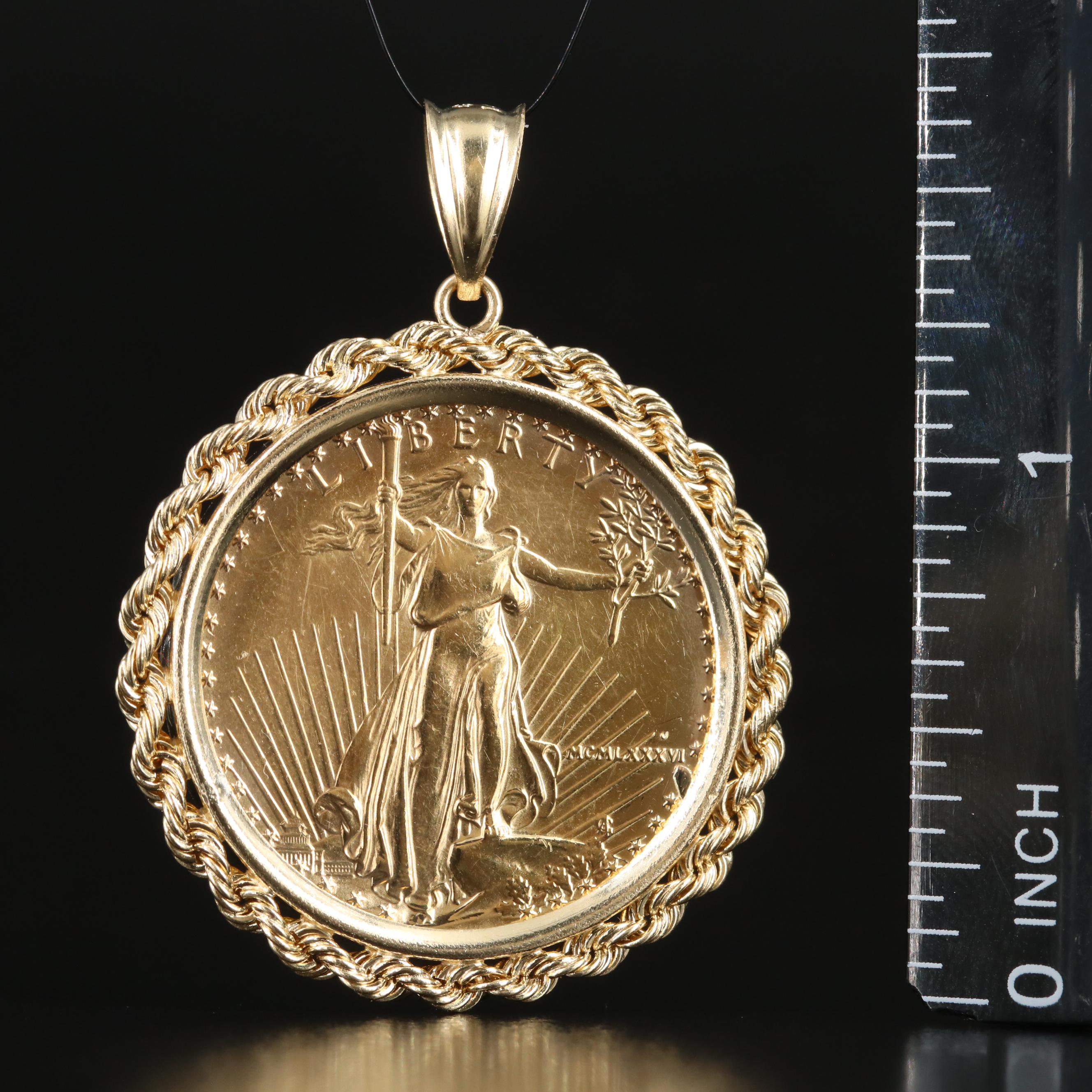14K Pendant with 1986 1/2-Oz. $25 Gold Eagle Bullion Coin