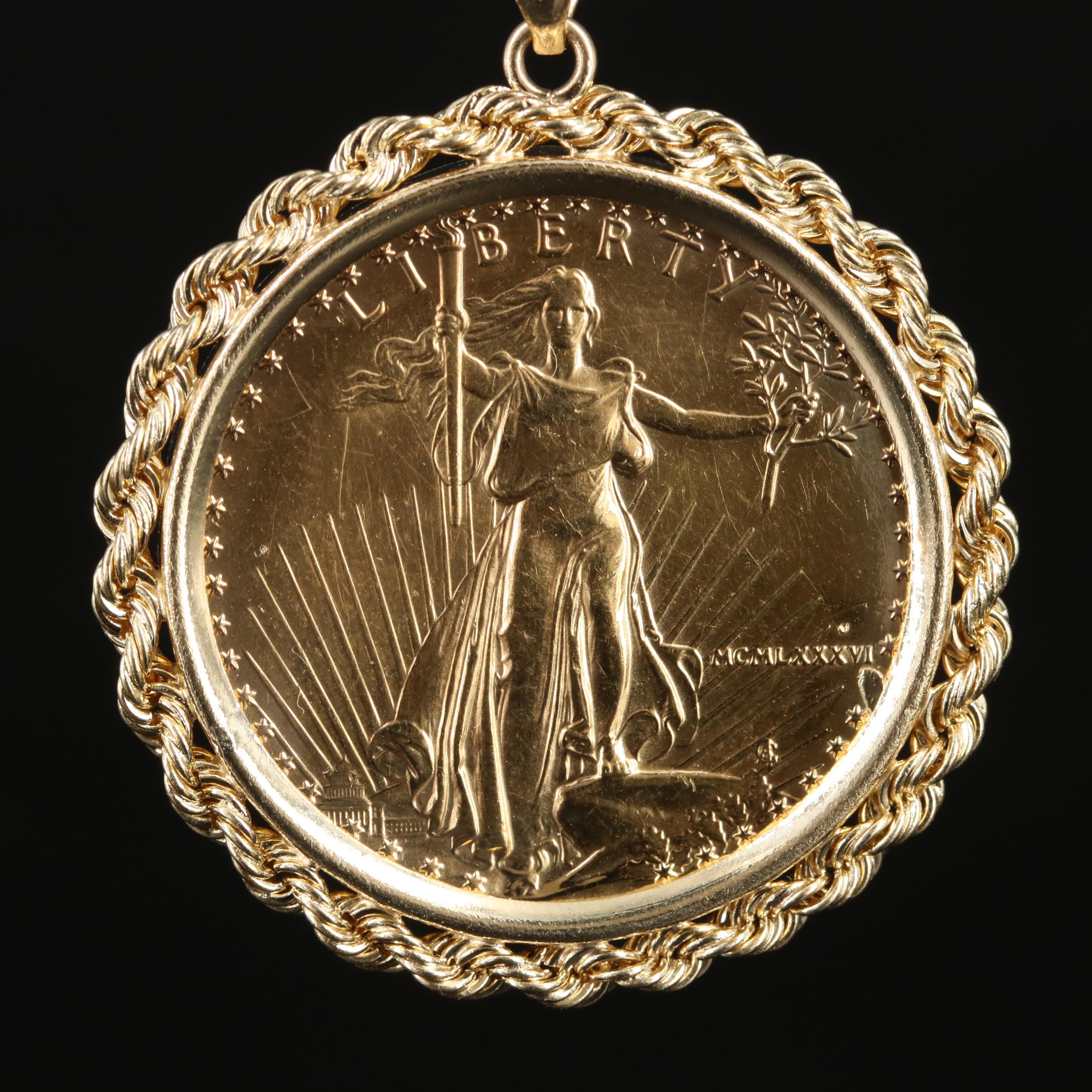 14K Pendant with 1986 1/2-Oz. $25 Gold Eagle Bullion Coin