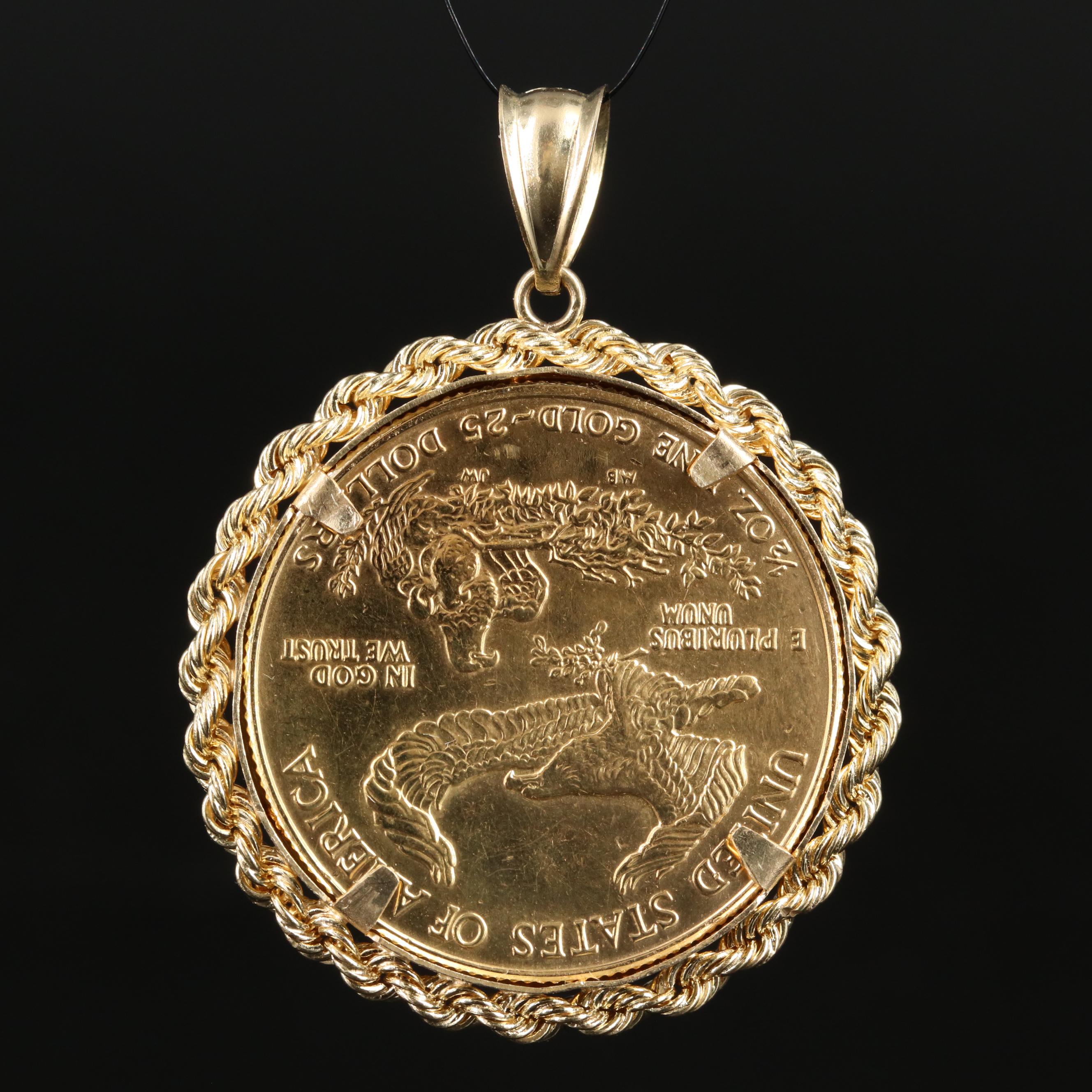 14K Pendant with 1986 1/2-Oz. $25 Gold Eagle Bullion Coin