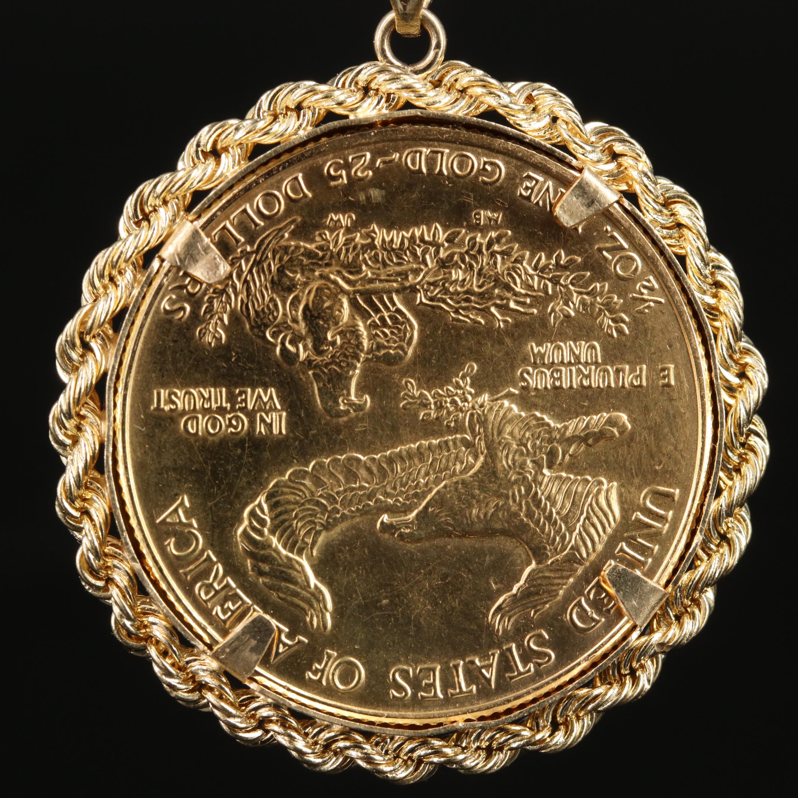 14K Pendant with 1986 1/2-Oz. $25 Gold Eagle Bullion Coin