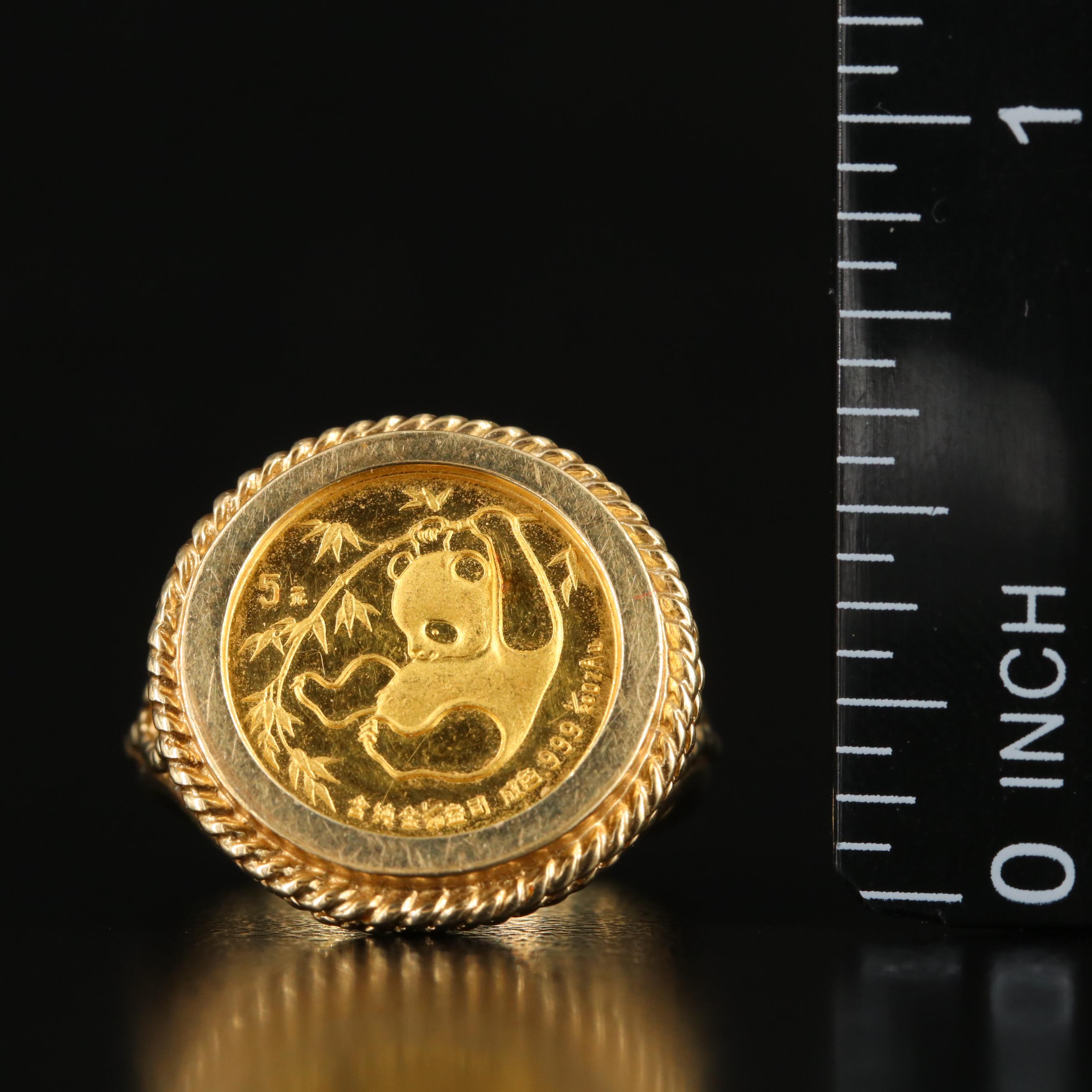 14K Ring with 1985 China 5-Yuan 1/20th-Oz. Gold Panda Bullion Coin