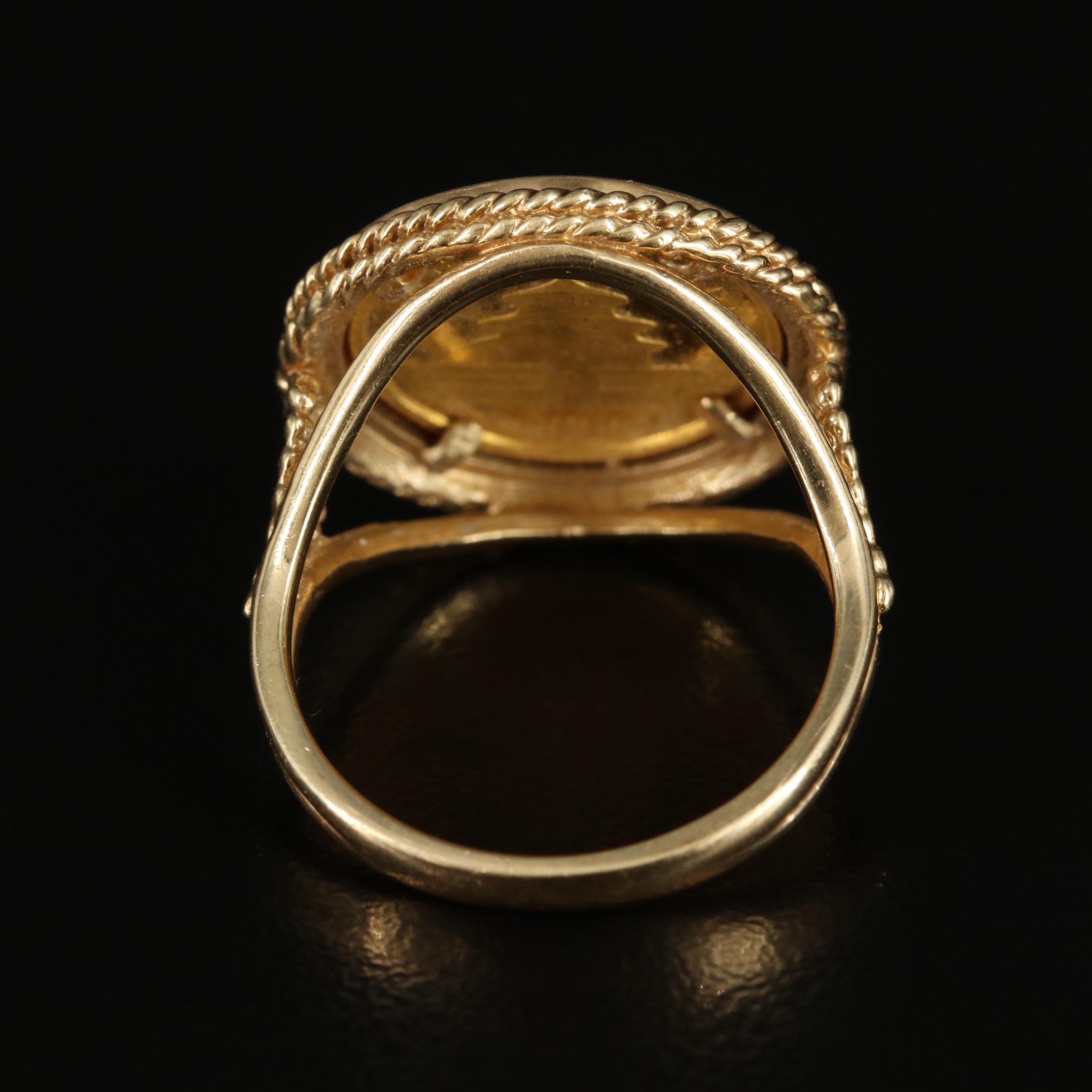 14K Ring with 1985 China 5-Yuan 1/20th-Oz. Gold Panda Bullion Coin