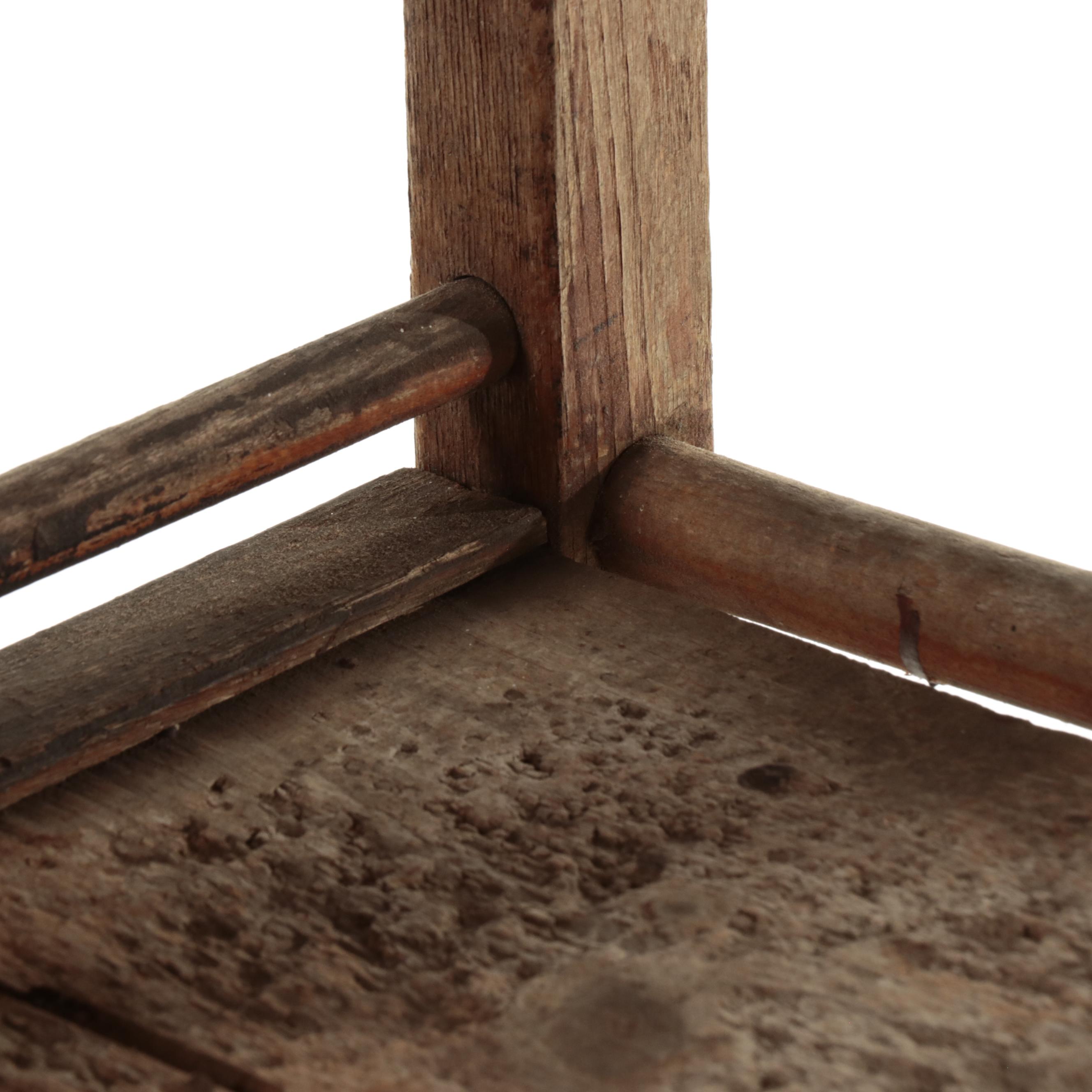 Wooden Four-Tier Industrial Cart on Angled Casters, Early 20th C