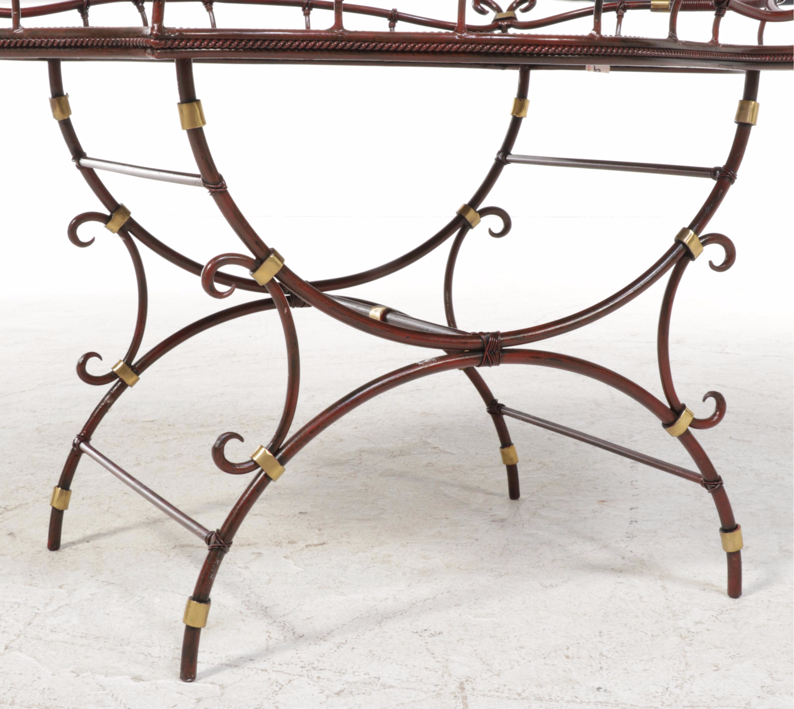 Scrolled Iron and Painted Metal TrayTop Coffee Table EBTH