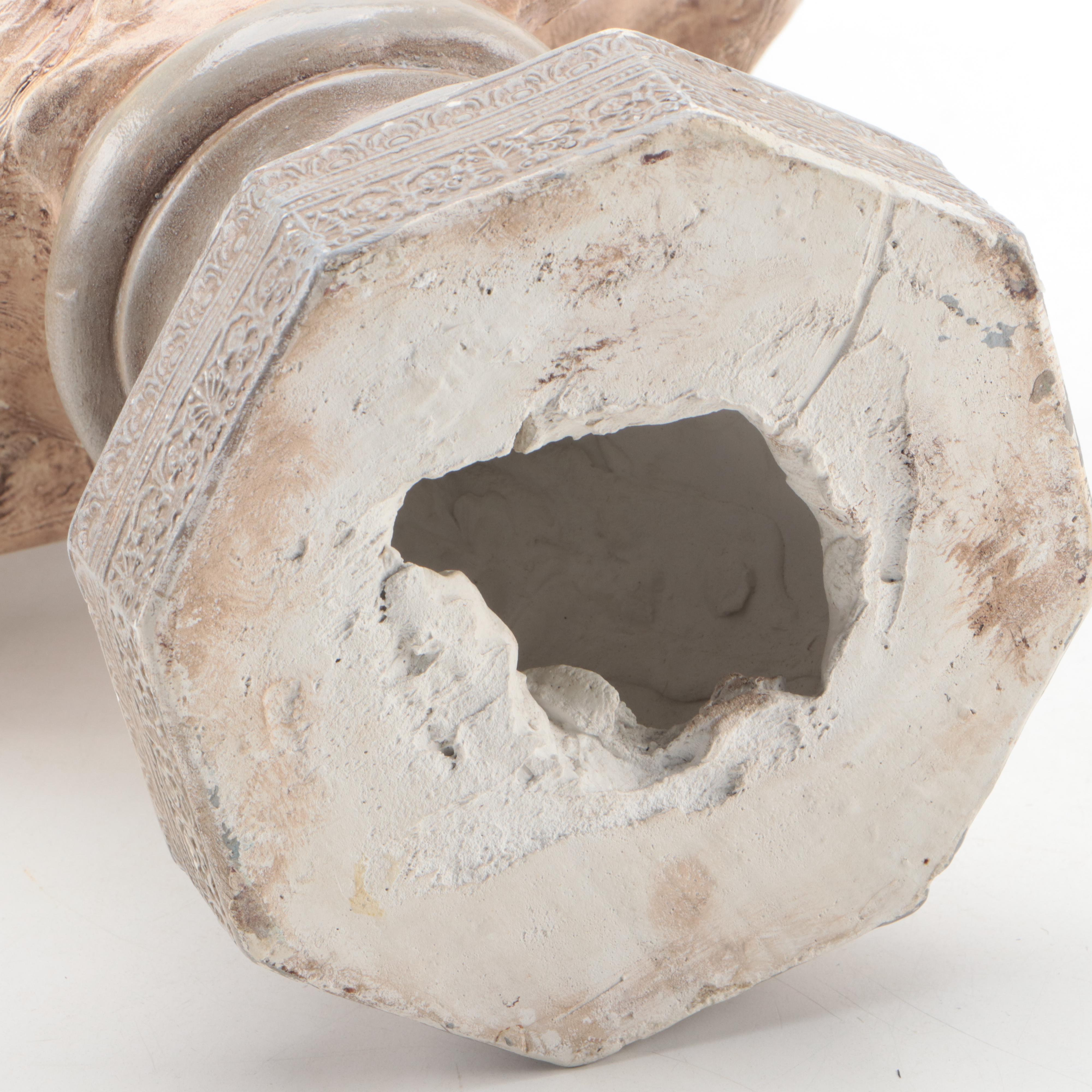 Baroque Style Paint-Decorated Cast Plaster Bust of Girl, Early 20th Century