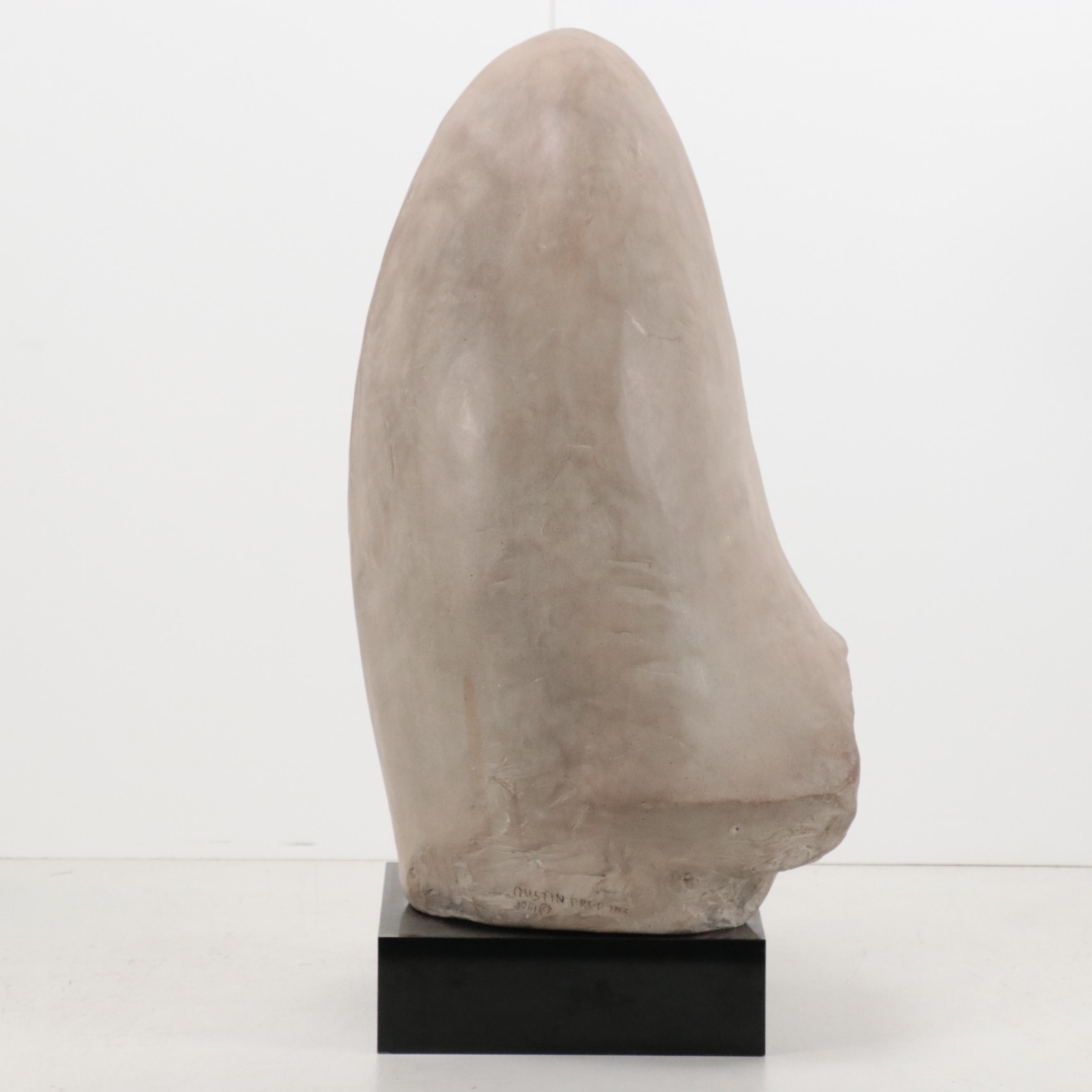 Austin Productions Art Deco Style Plaster Sculpture of Female Bust, 1981