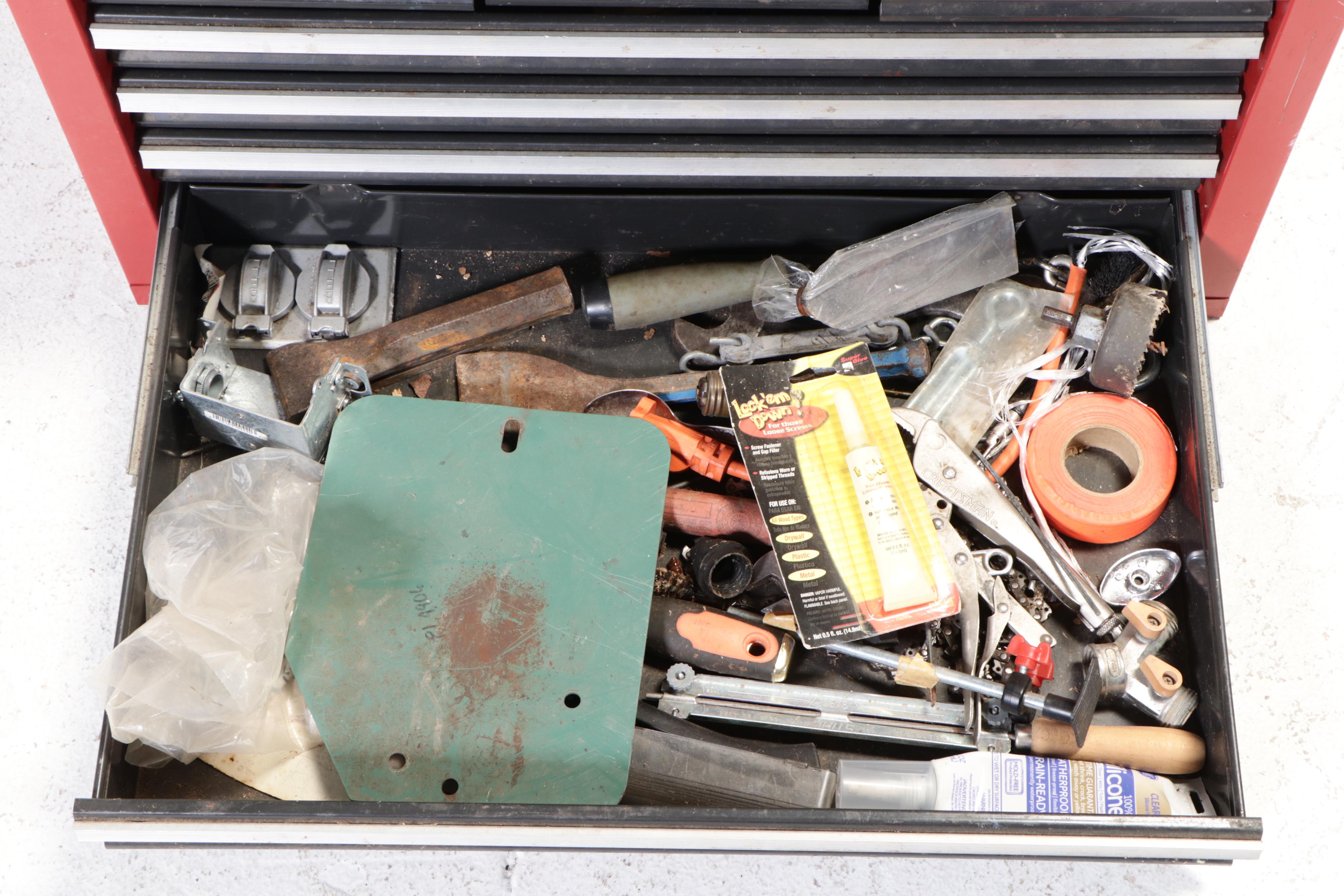 Craftsman Metal Tool Box with Assorted Hand Tools