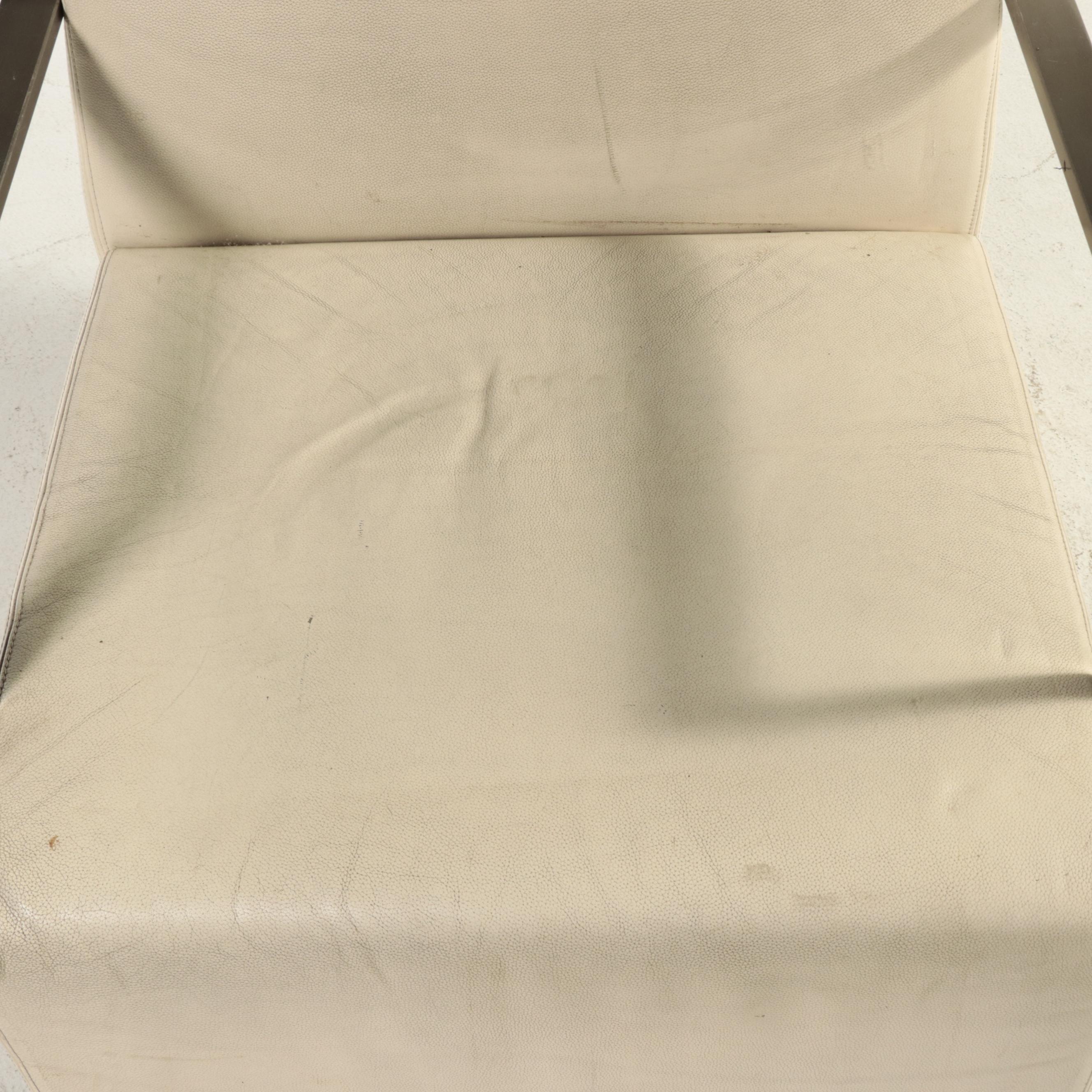 Arper S.P.A. Italian Modern Leather and Chromed Metal Armchair