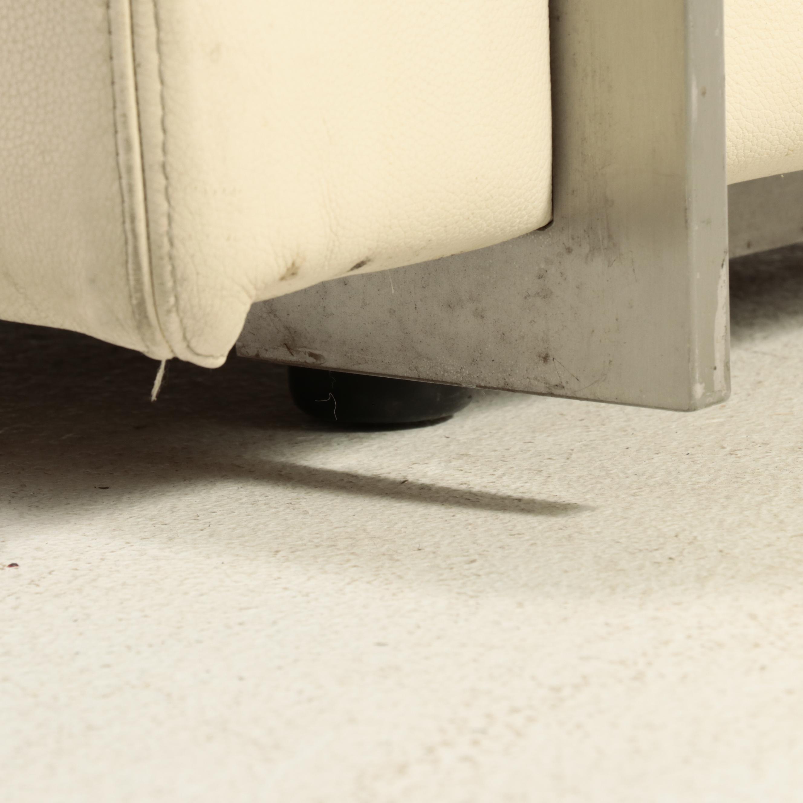 Arper S.P.A. Italian Modern Leather and Chromed Metal Armchair