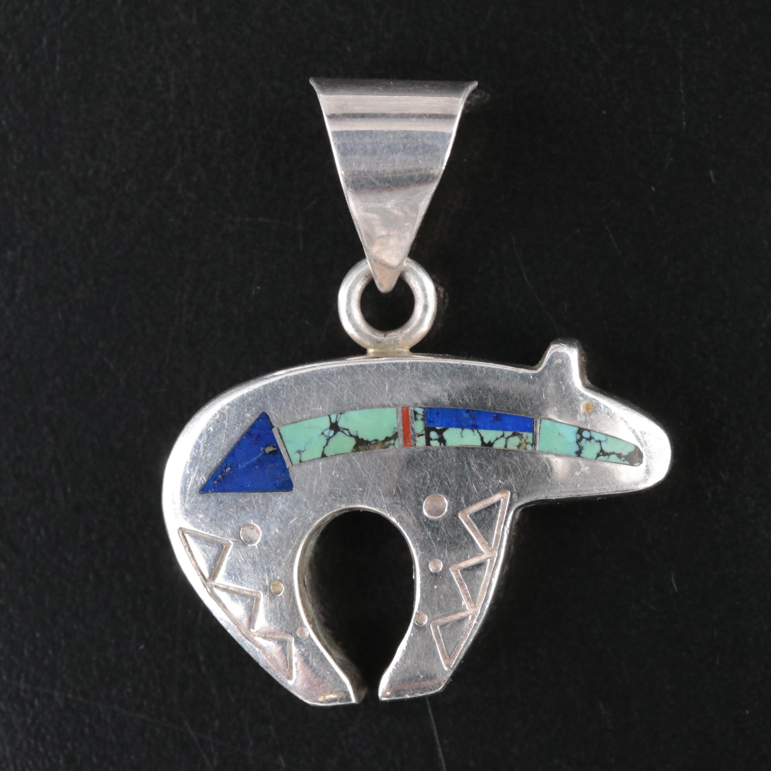 Knifewing Segura Chiricahua Apache Sterling Turquoise and Lapis Bear