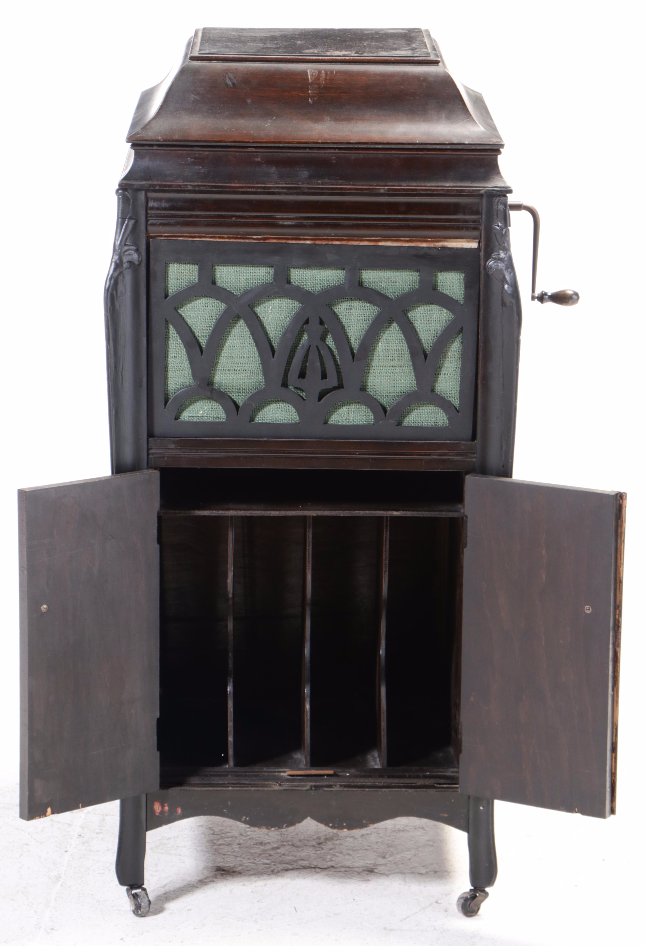 Art Deco Victrola Bel Canto Hand-Crank Turntable Cabinet, Early 20th Century