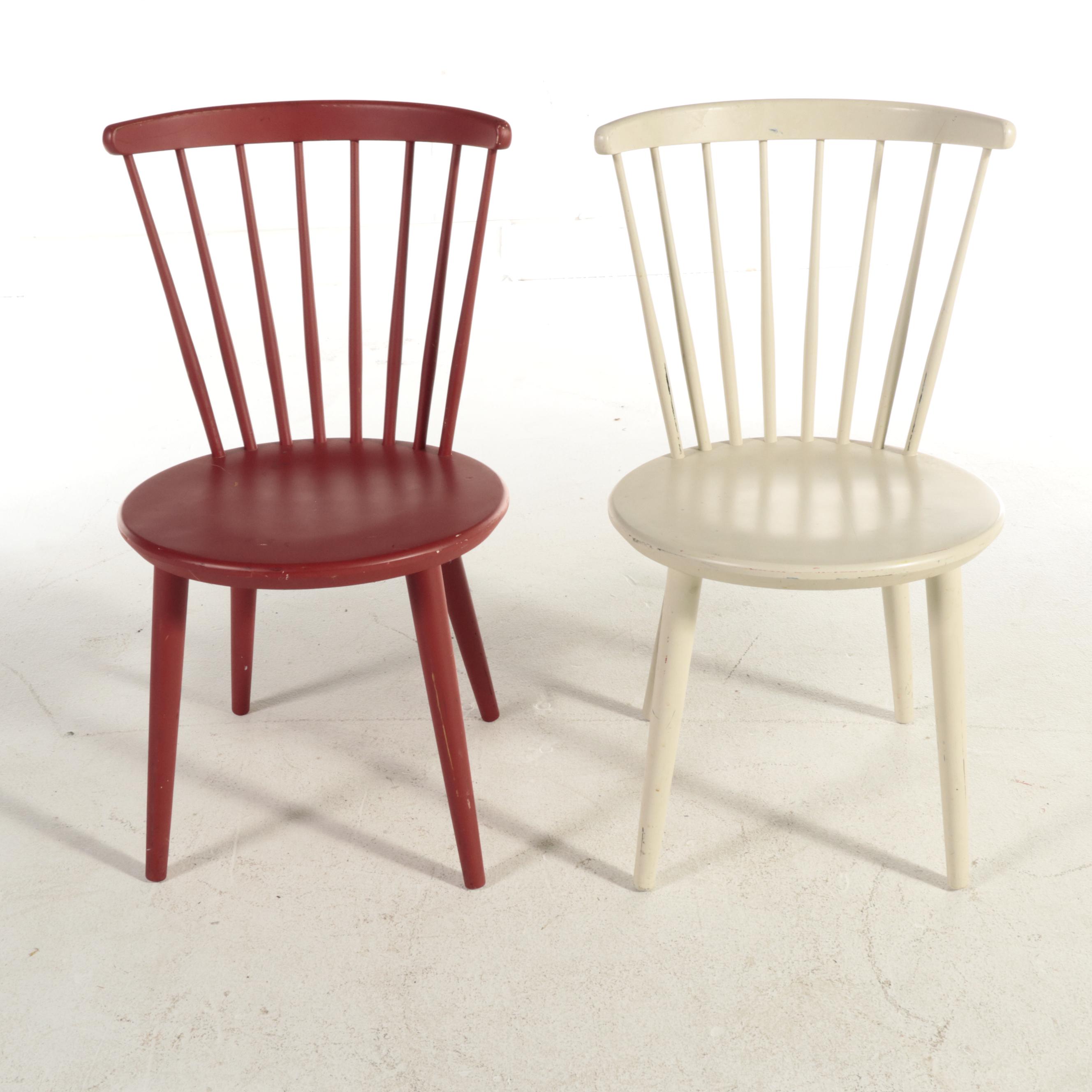 Three Hagafors Stolfabrik Swedish Modern Painted Birch Side Chairs