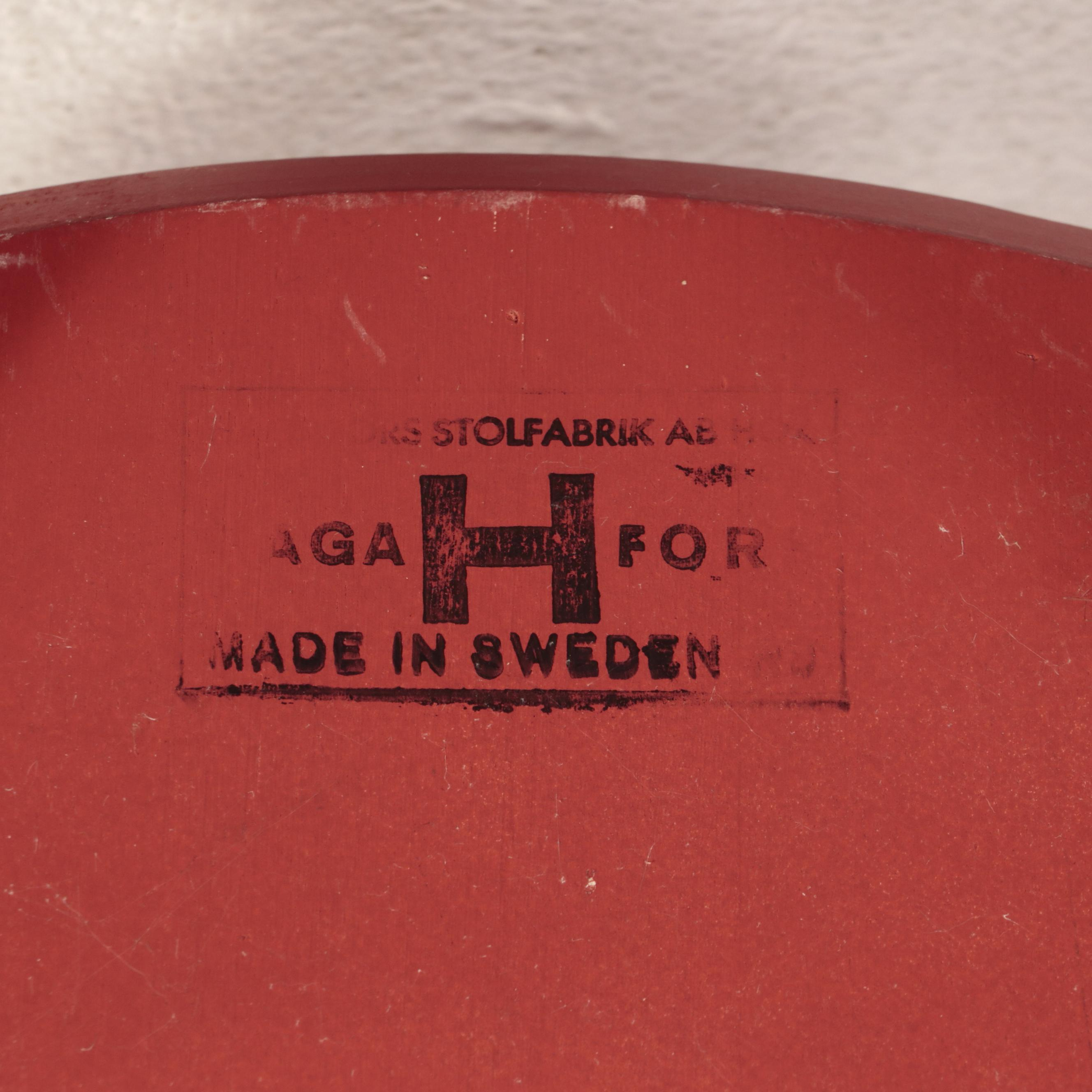 Three Hagafors Stolfabrik Swedish Modern Painted Birch Side Chairs