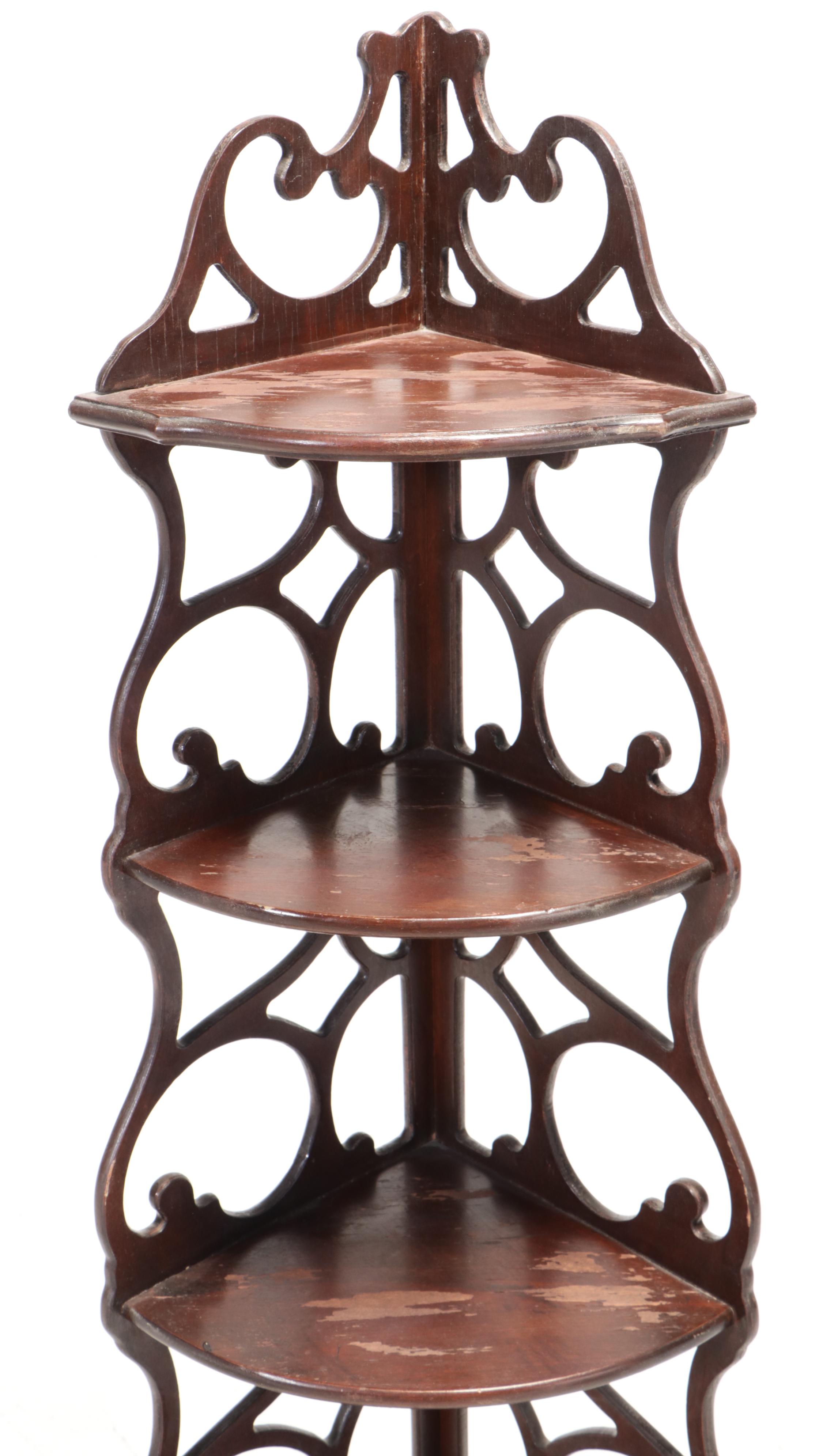 Victorian Style Corner Fretwork Display Shelves