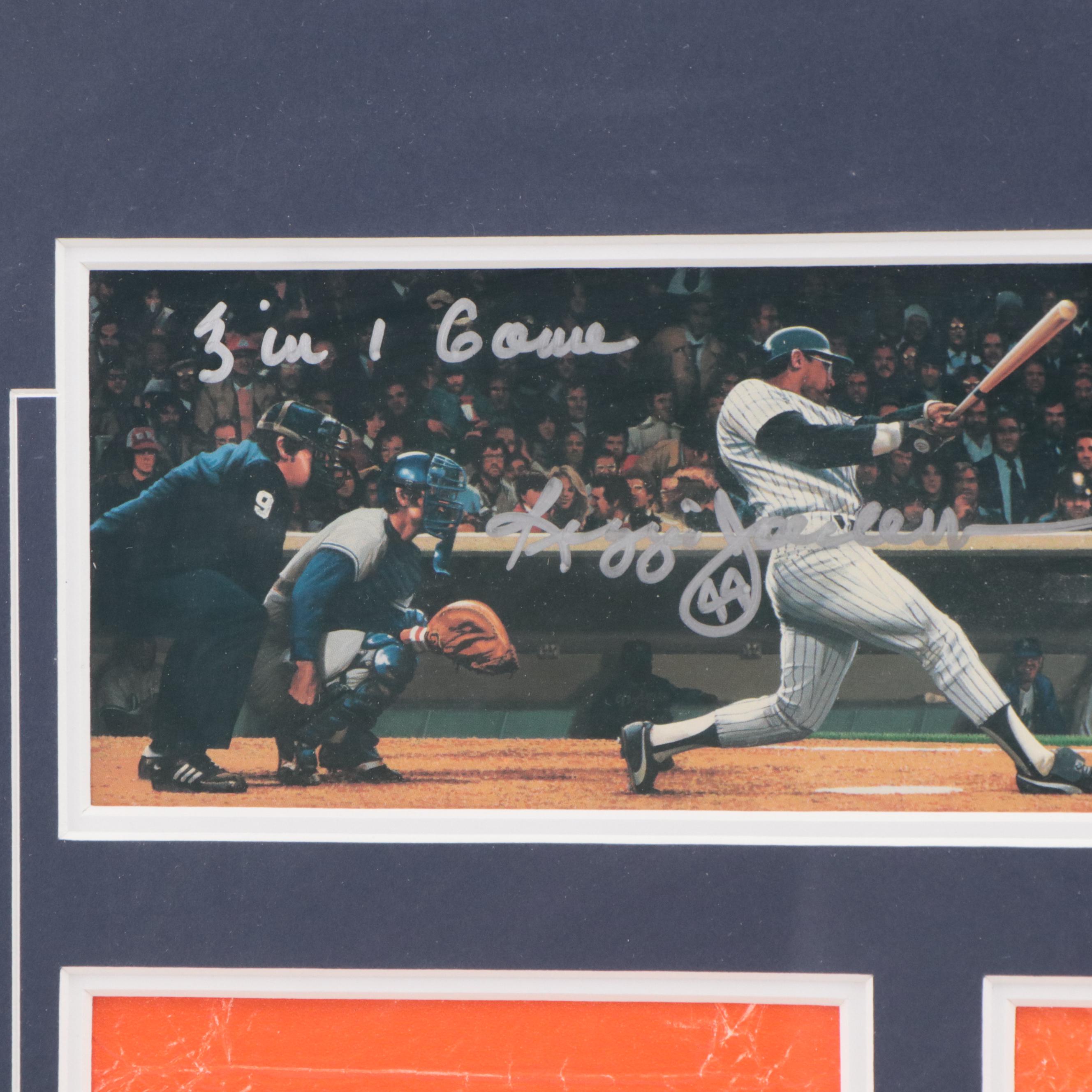 Reggie Jackson Signed Home Run World Series Display with Pitchers Signatures