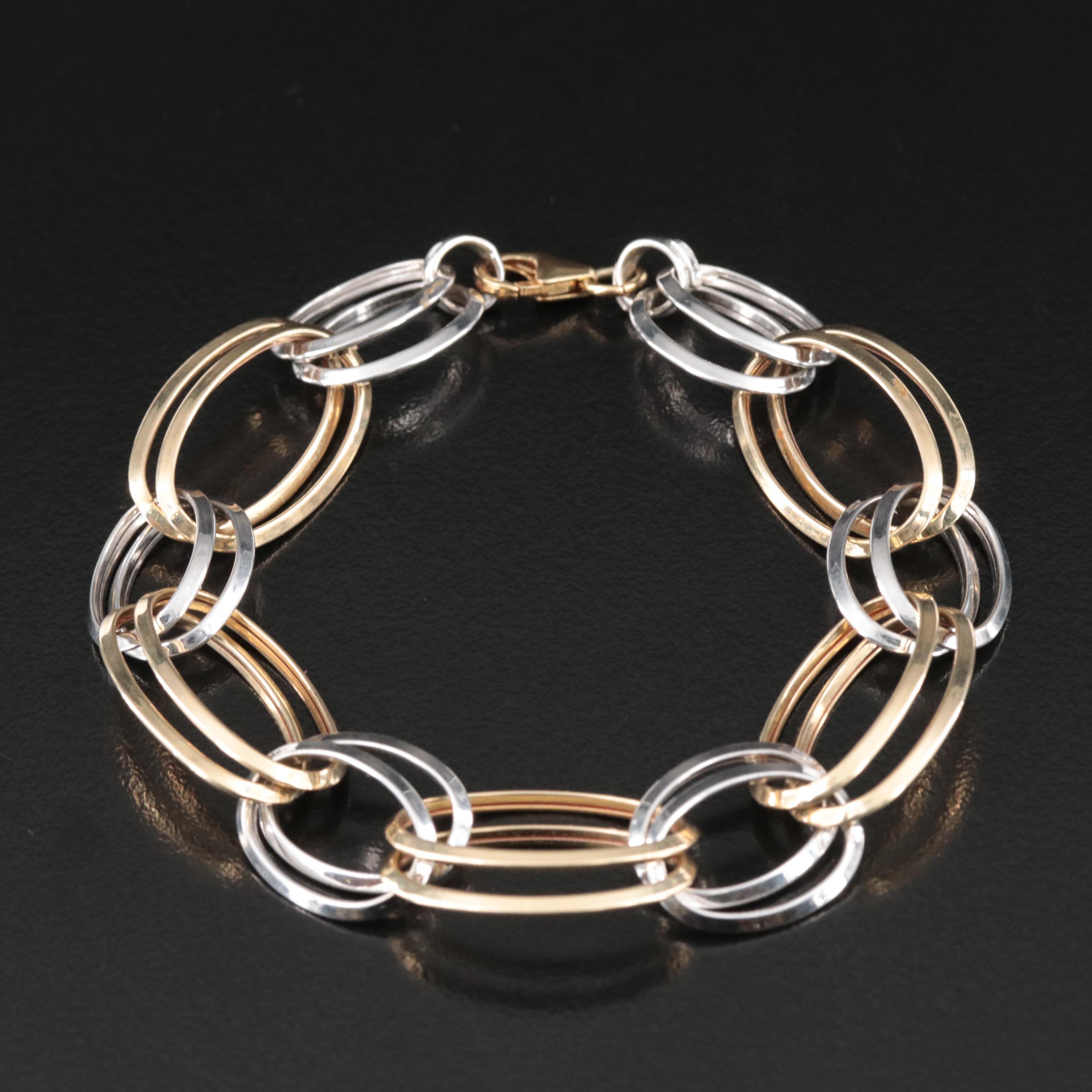 Italian 14K Two-Tone Double Oval Link Bracelet