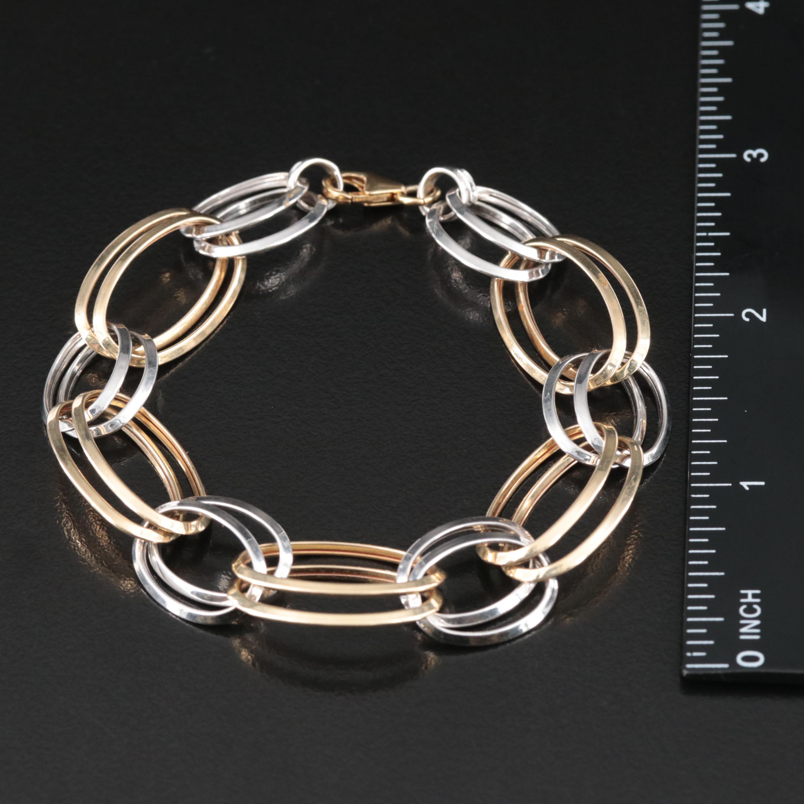Italian 14K Two-Tone Double Oval Link Bracelet