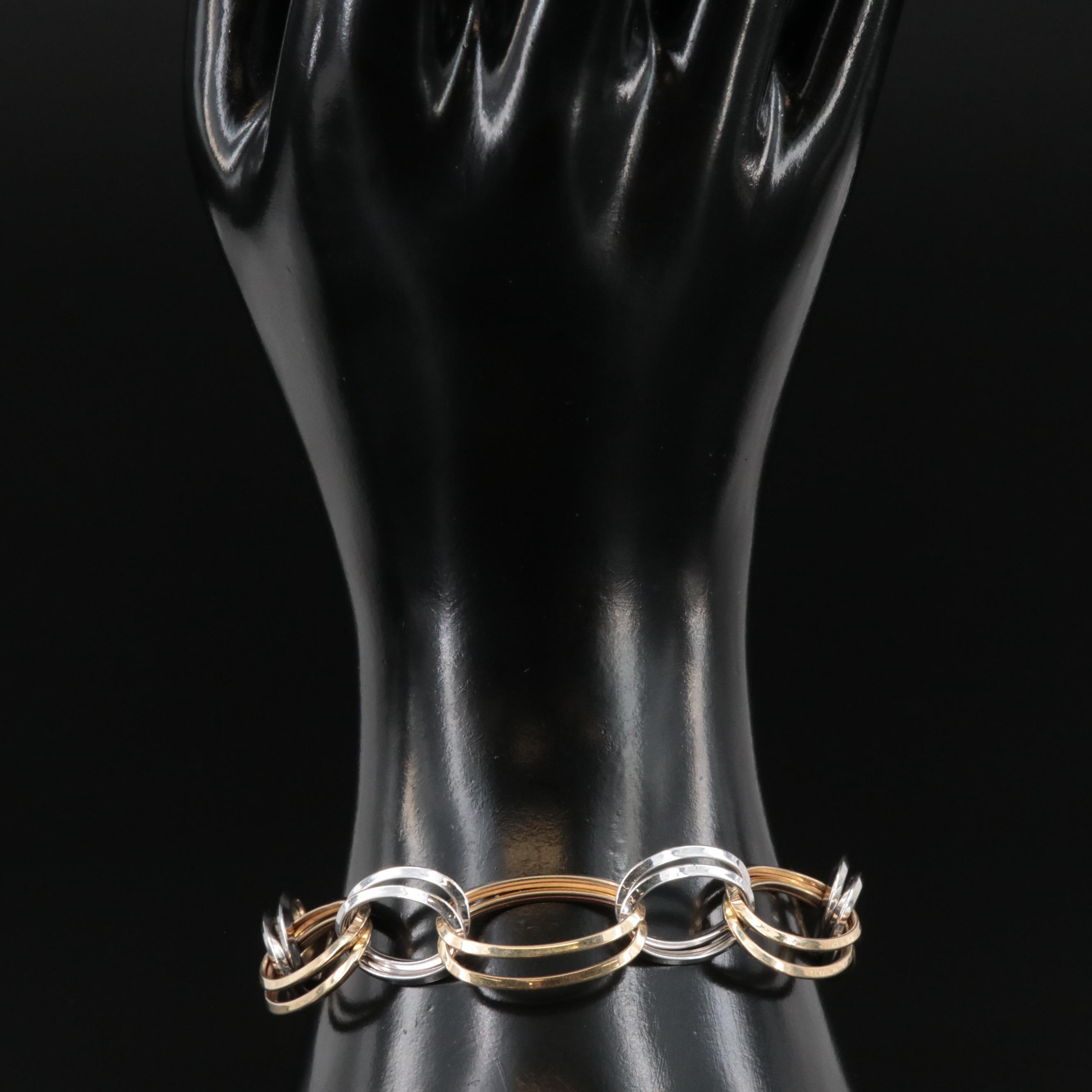 Italian 14K Two-Tone Double Oval Link Bracelet