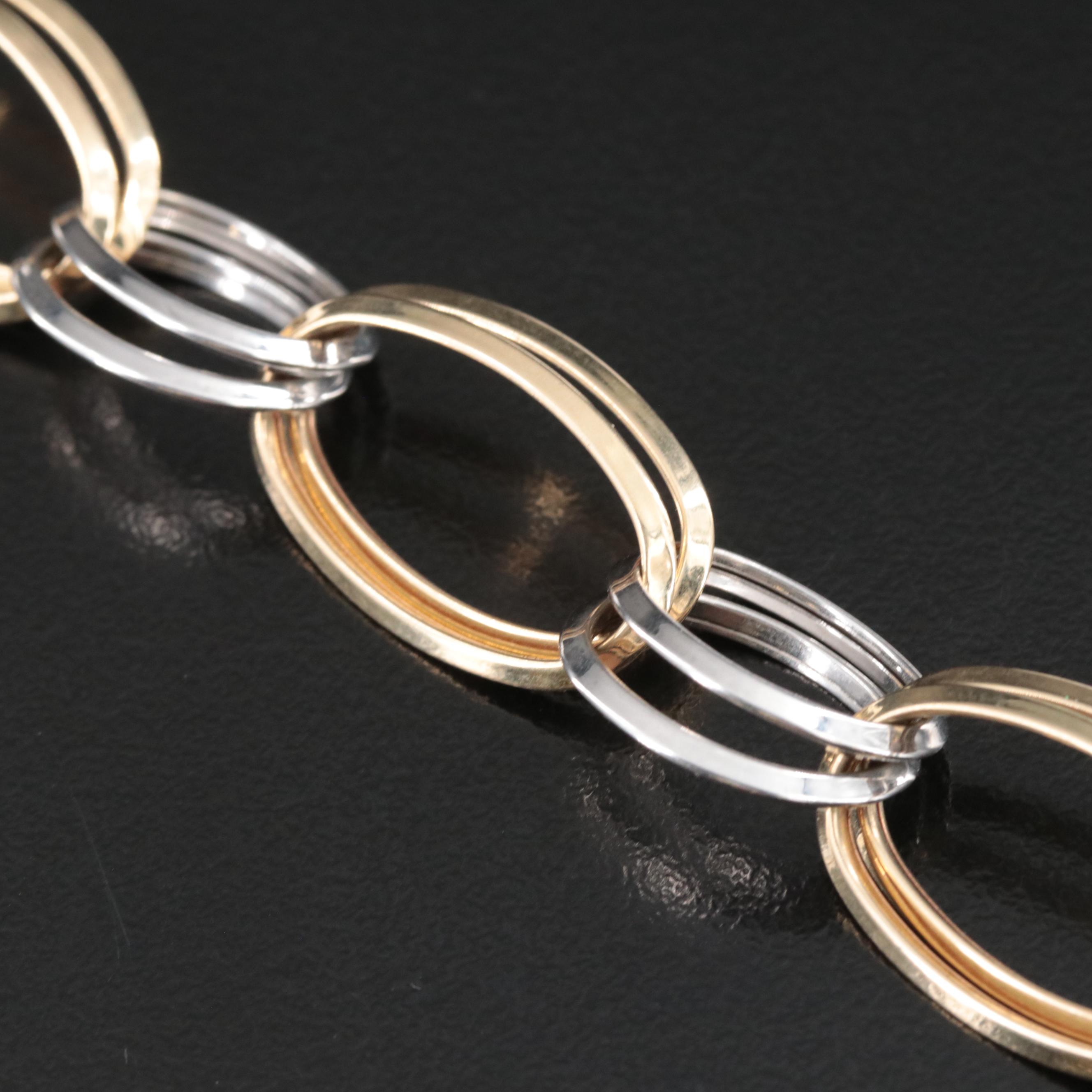 Italian 14K Two-Tone Double Oval Link Bracelet