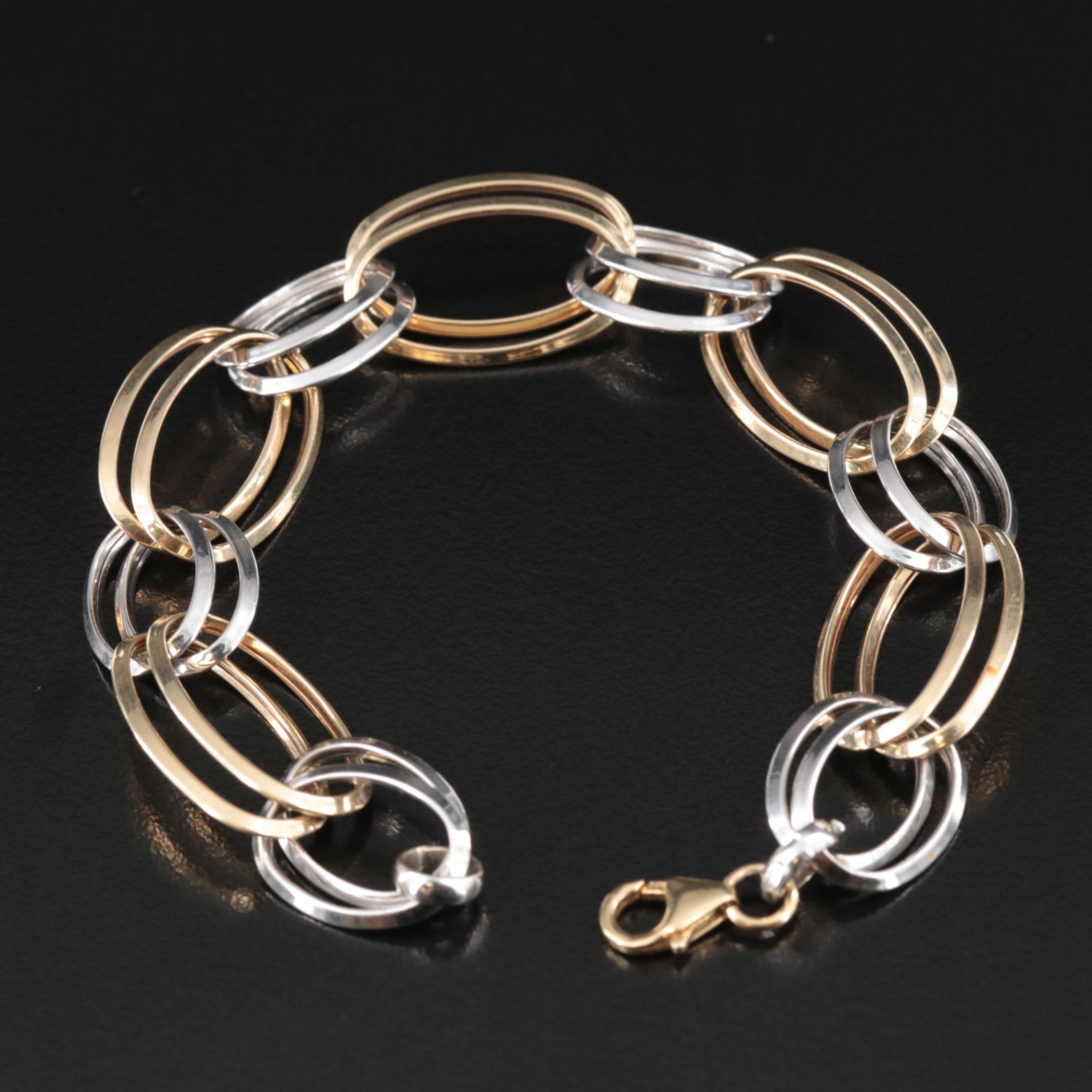 Italian 14K Two-Tone Double Oval Link Bracelet