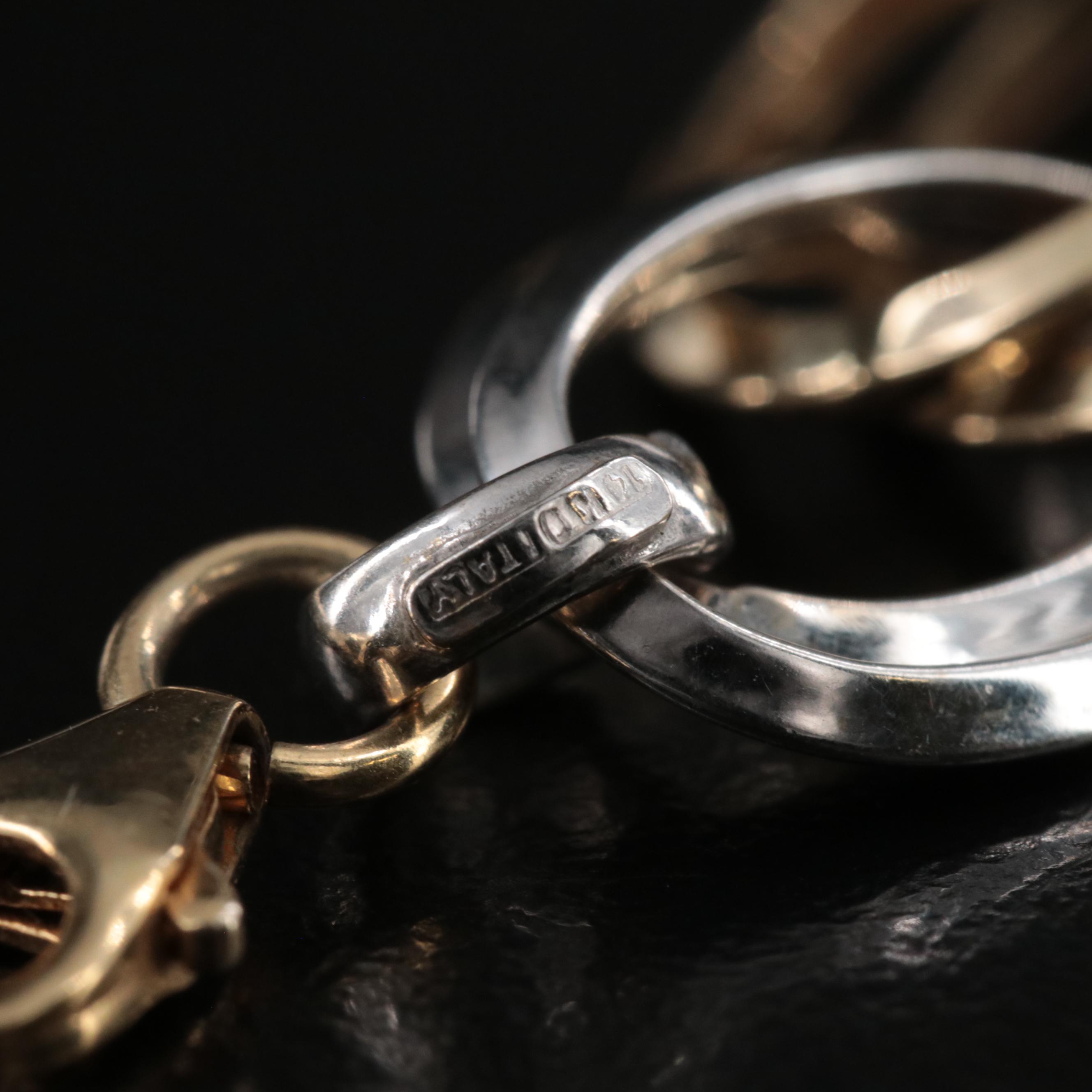 Italian 14K Two-Tone Double Oval Link Bracelet