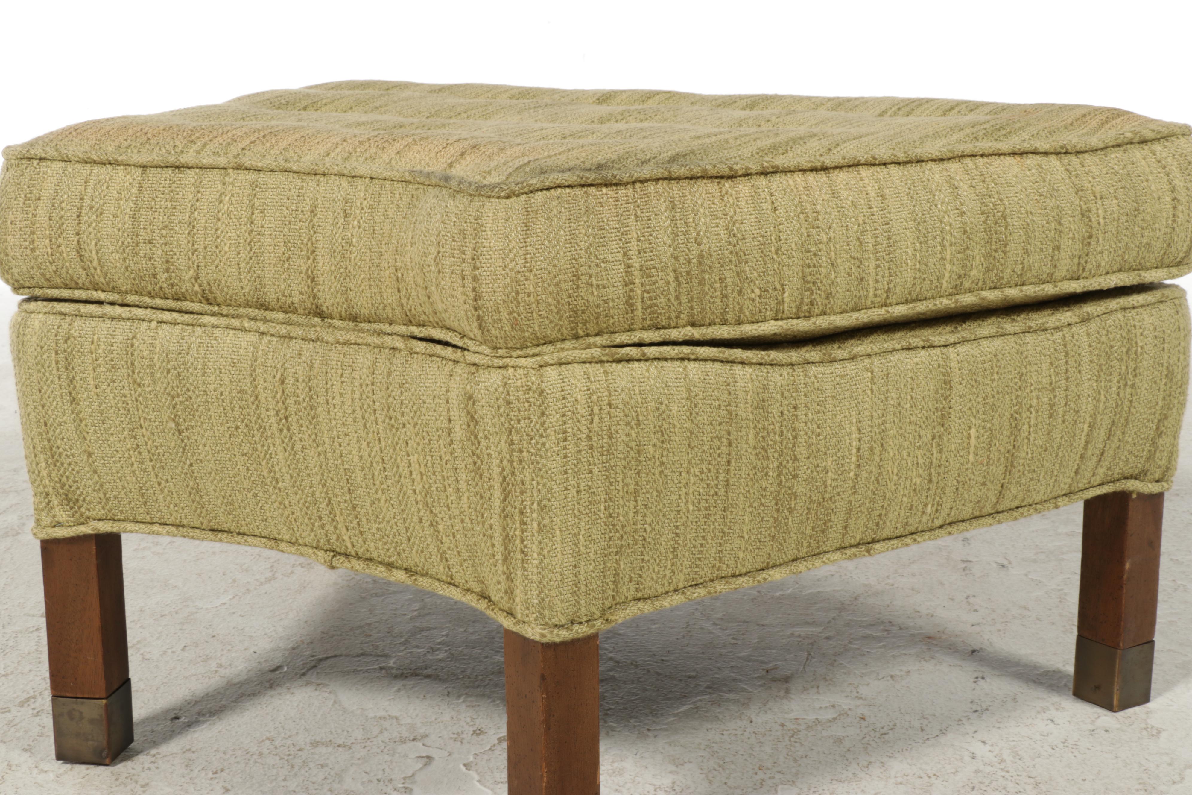 Mid Century Modern Button-Tufted Three-Piece Curved Ottoman Bench