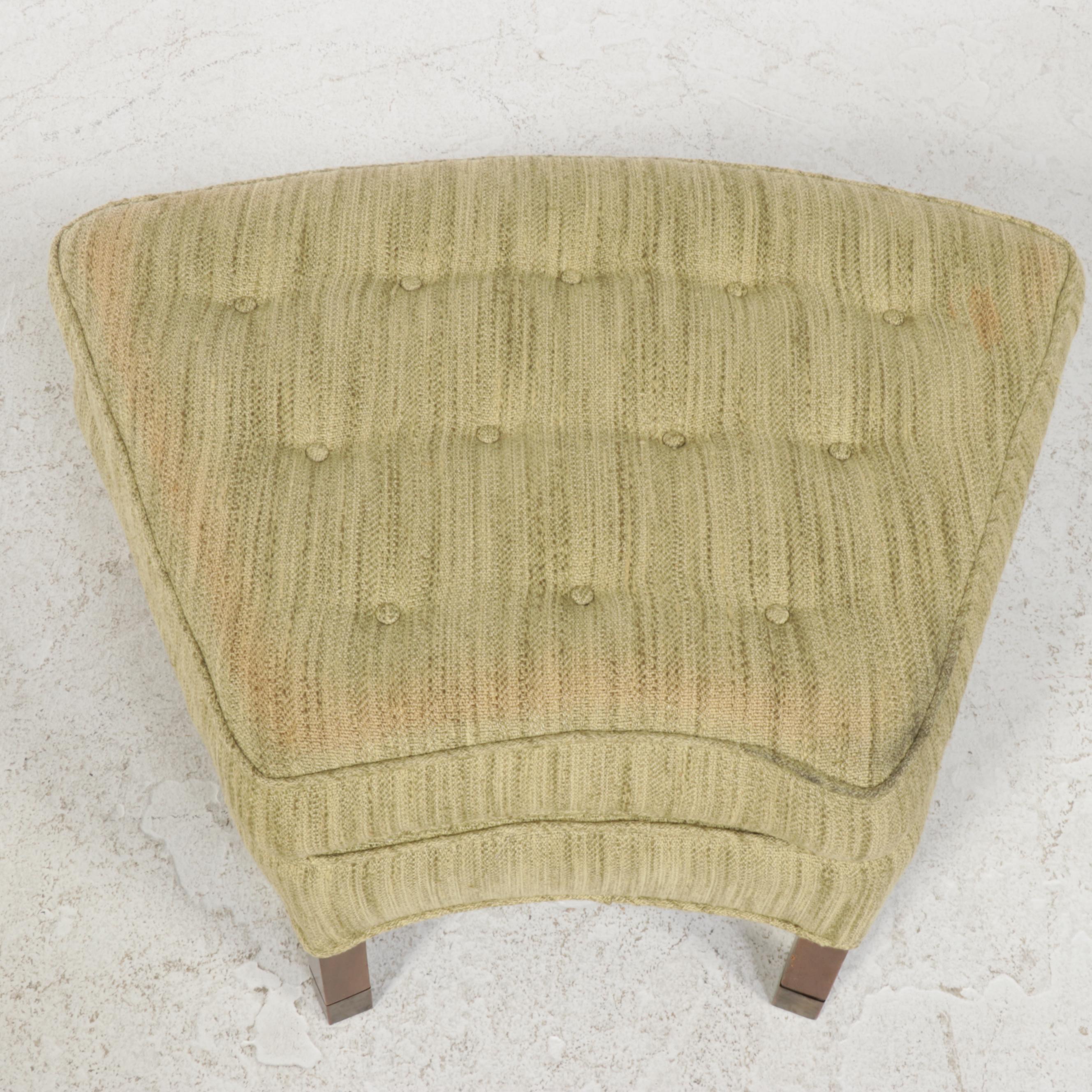 Mid Century Modern Button-Tufted Three-Piece Curved Ottoman Bench