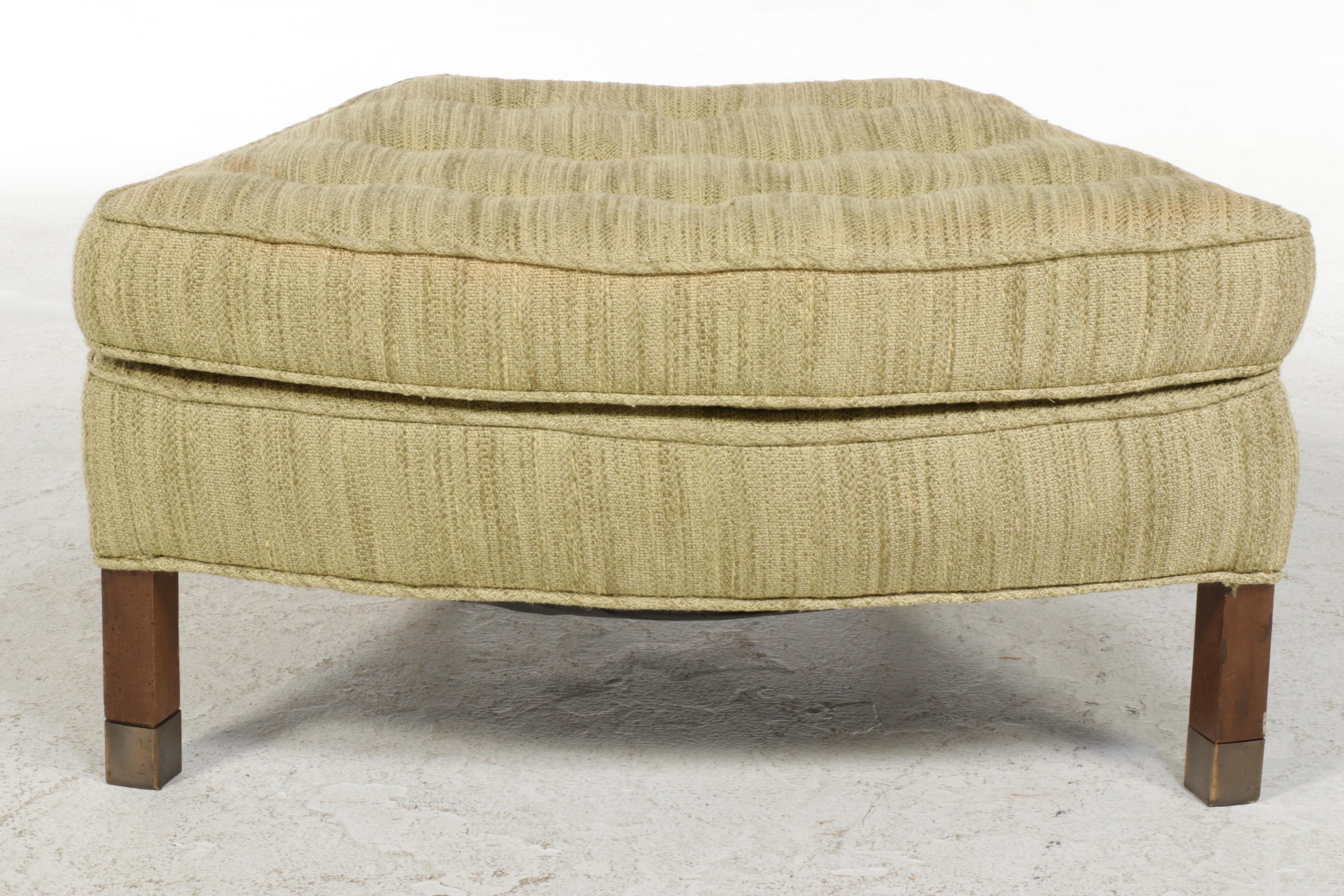 Mid Century Modern Button-Tufted Three-Piece Curved Ottoman Bench