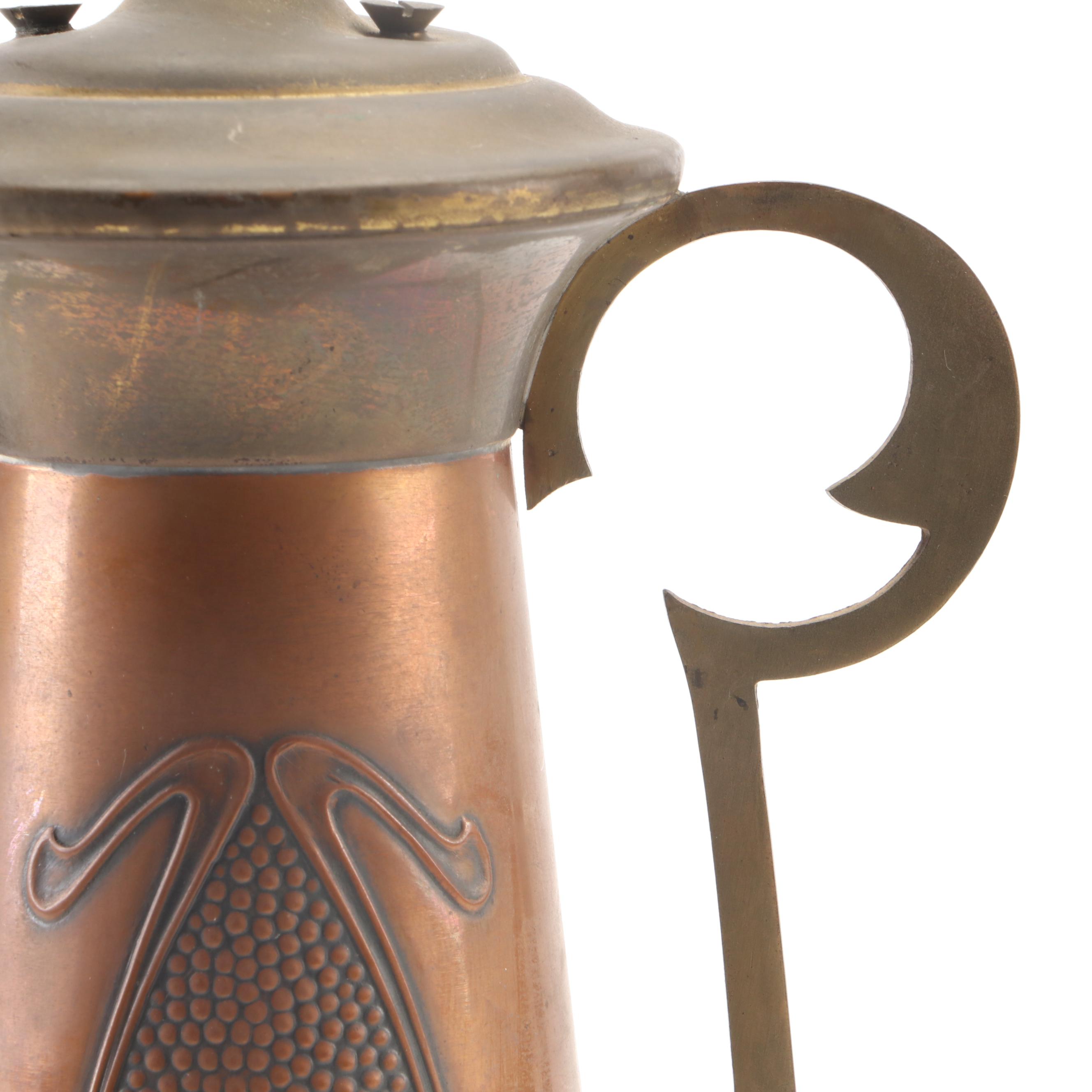 Beldray Art Nouveau Copper and Brass Table Lamp, Early 20th Century