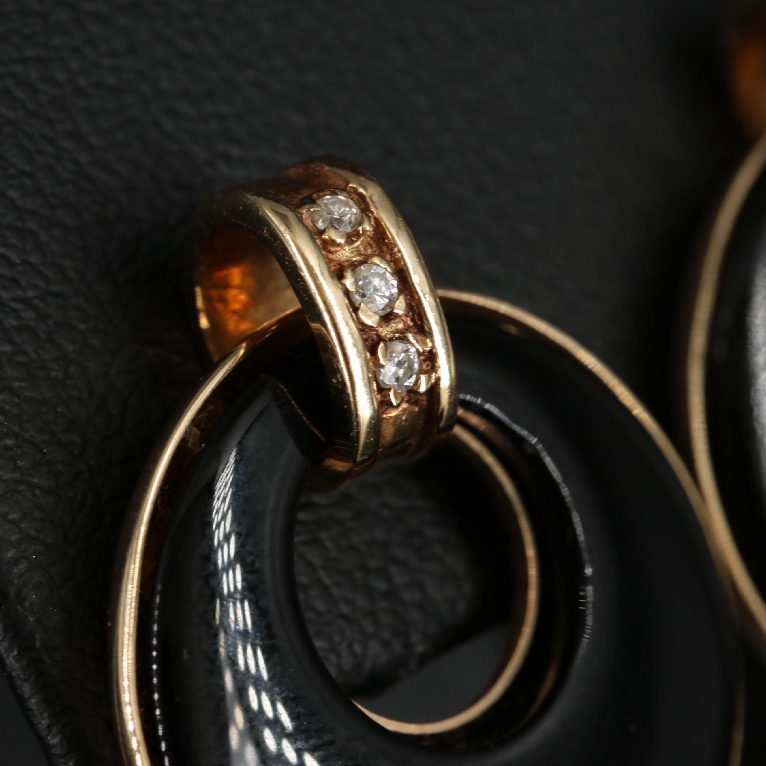 14K Diamond and Onyx Door Knocker Earrings