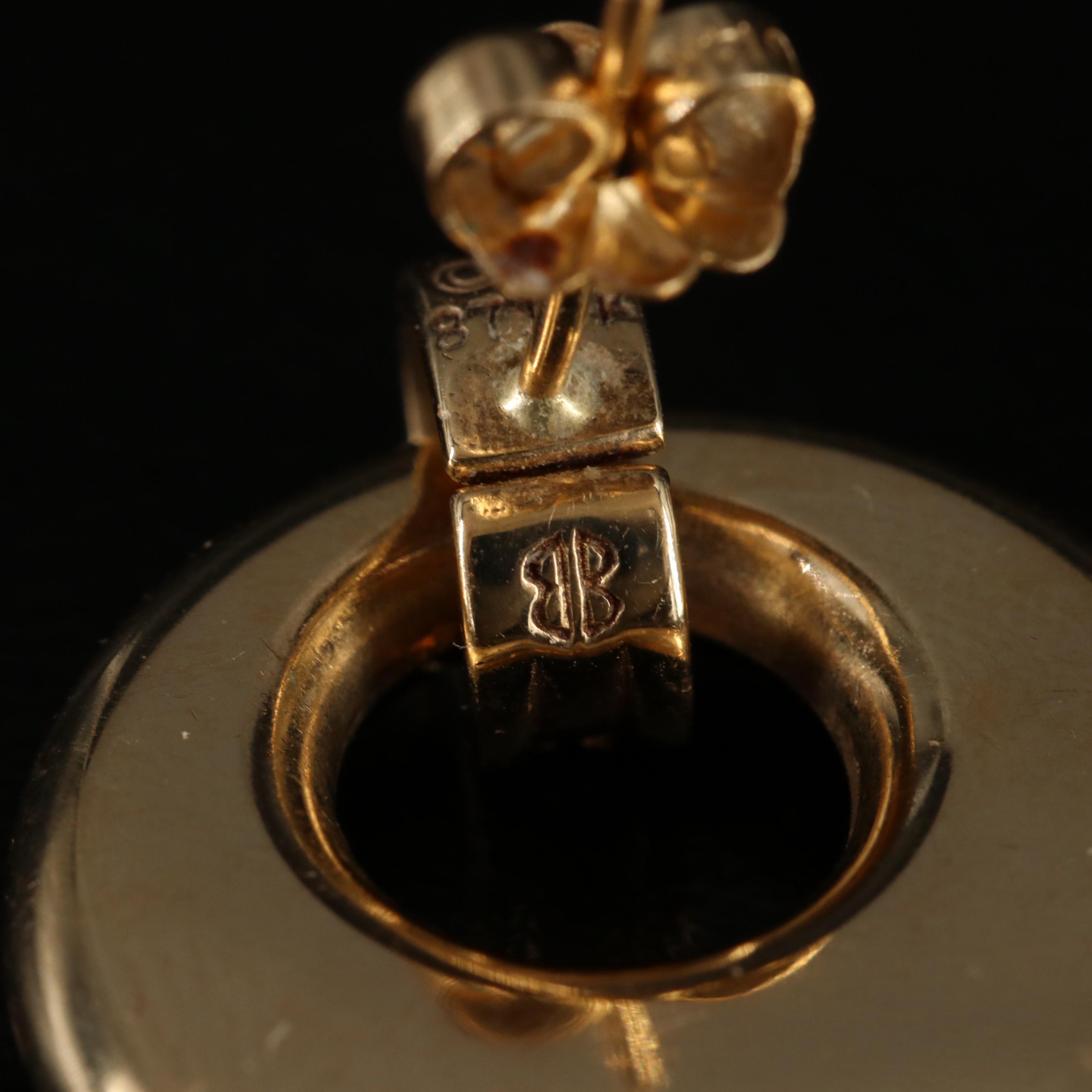 14K Diamond and Onyx Door Knocker Earrings